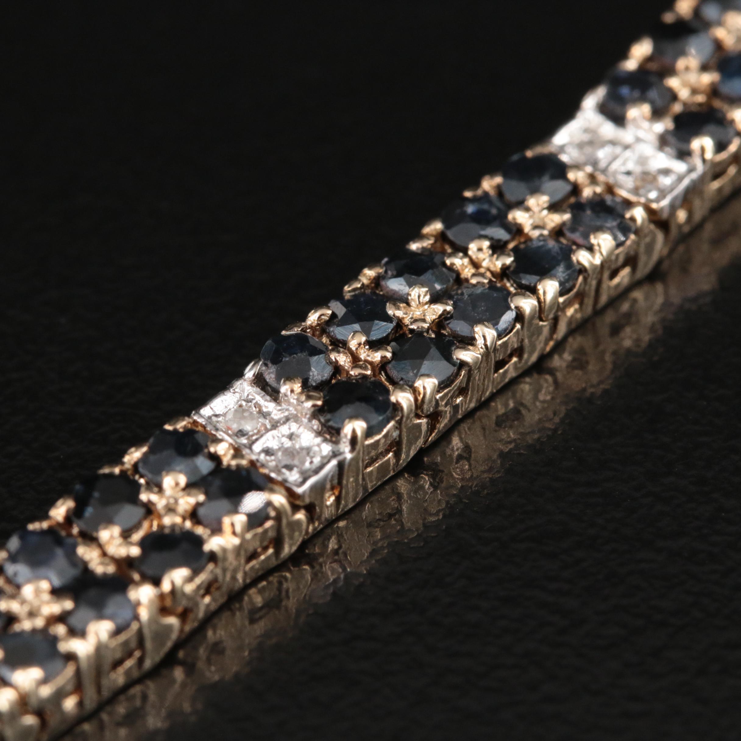 Sterling Sapphire and Diamond Double Row Bracelet