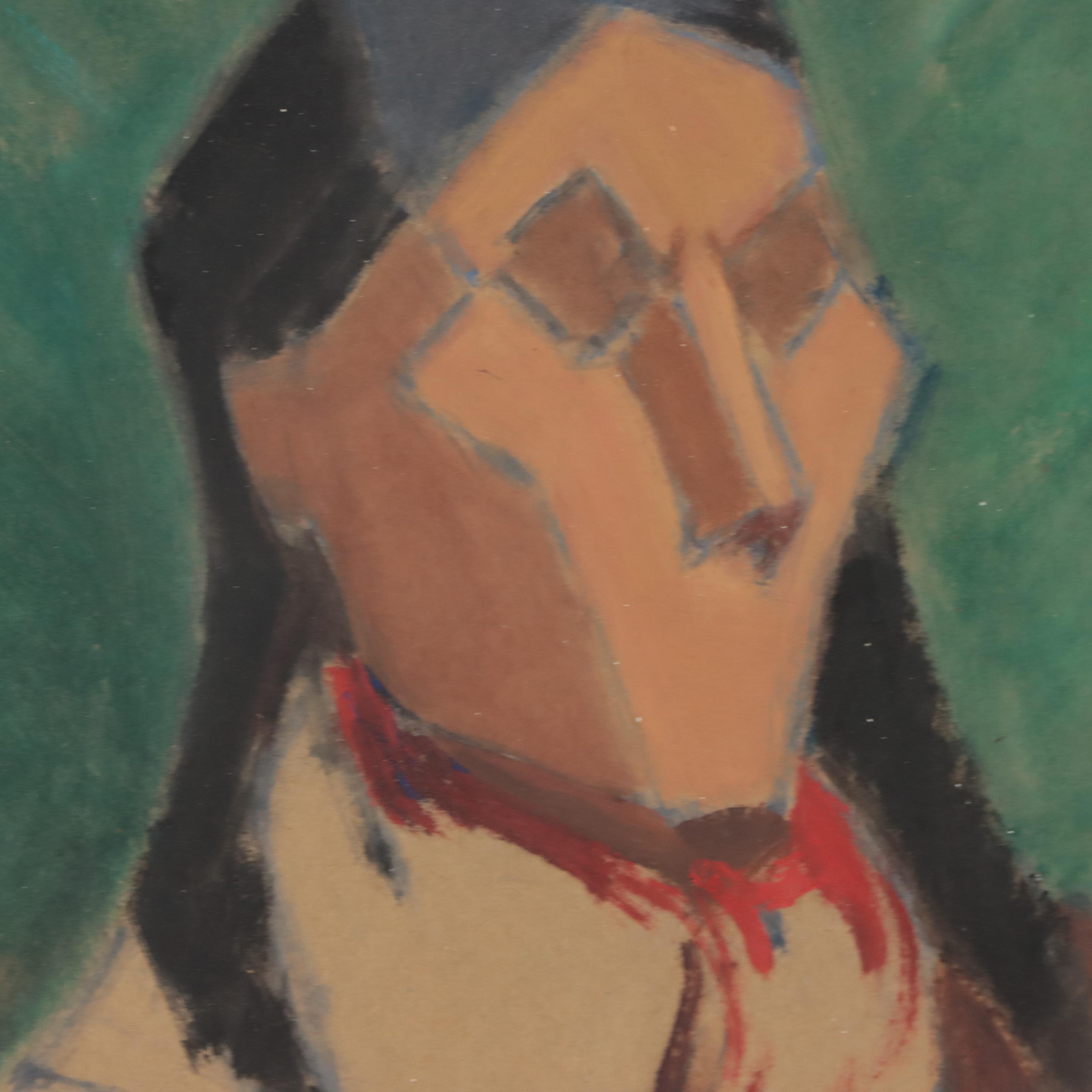 Abraham Frater Levinson Gouache Painting of Portrait