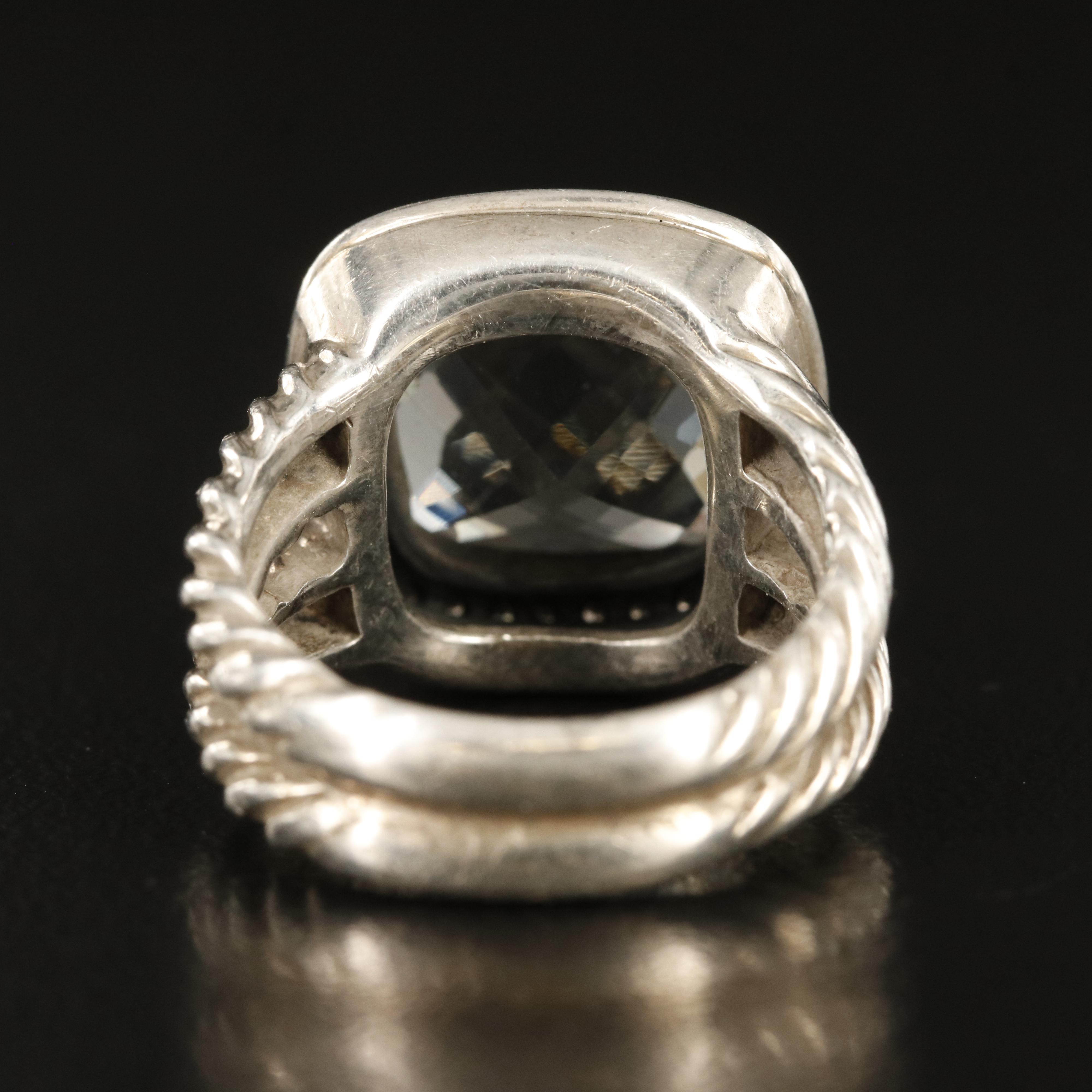 David Yurman Albion Sterling Prasiolite and Diamond Ring