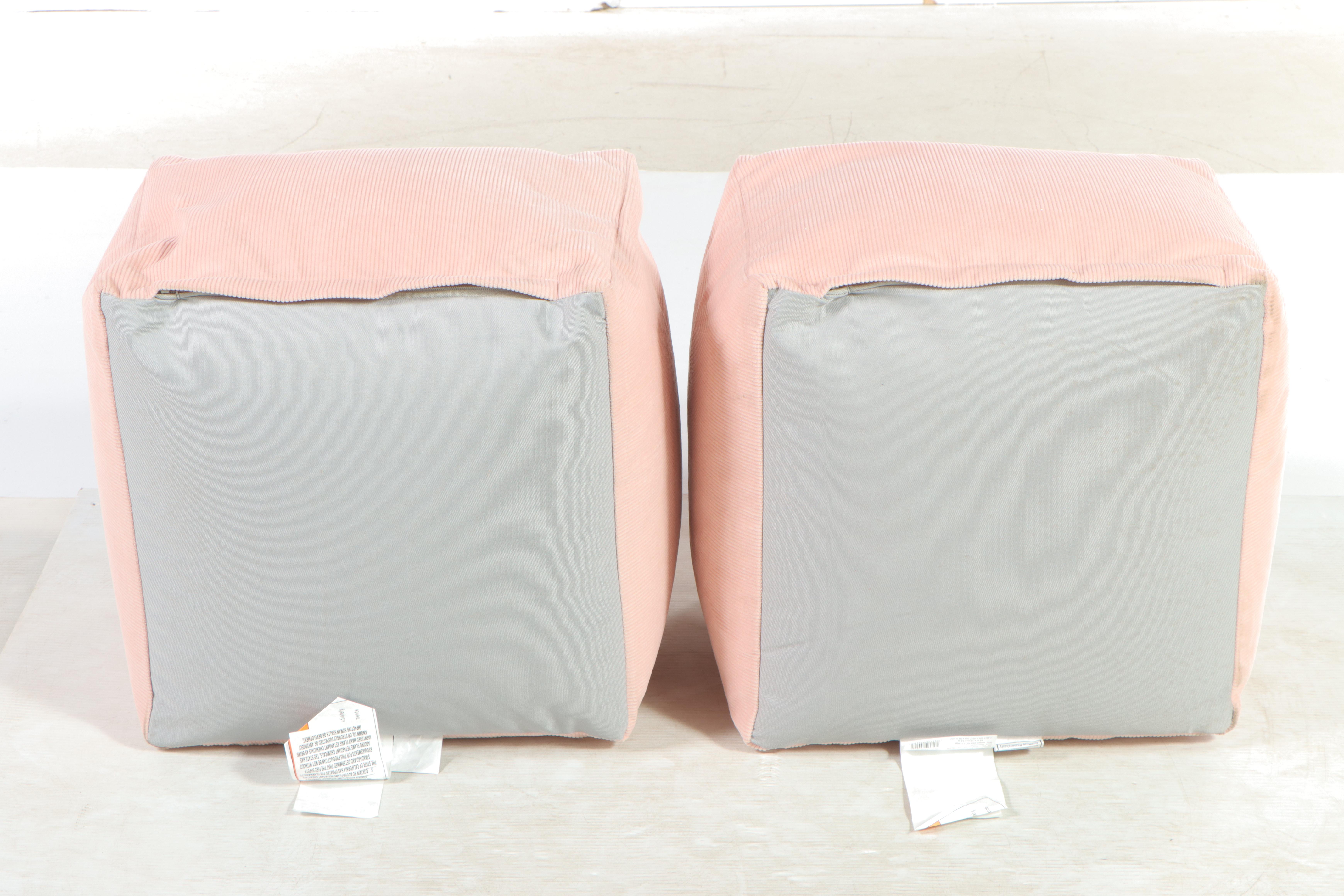 Two Room Essentials Blush Corduroy Structured Bean Bag Poufs