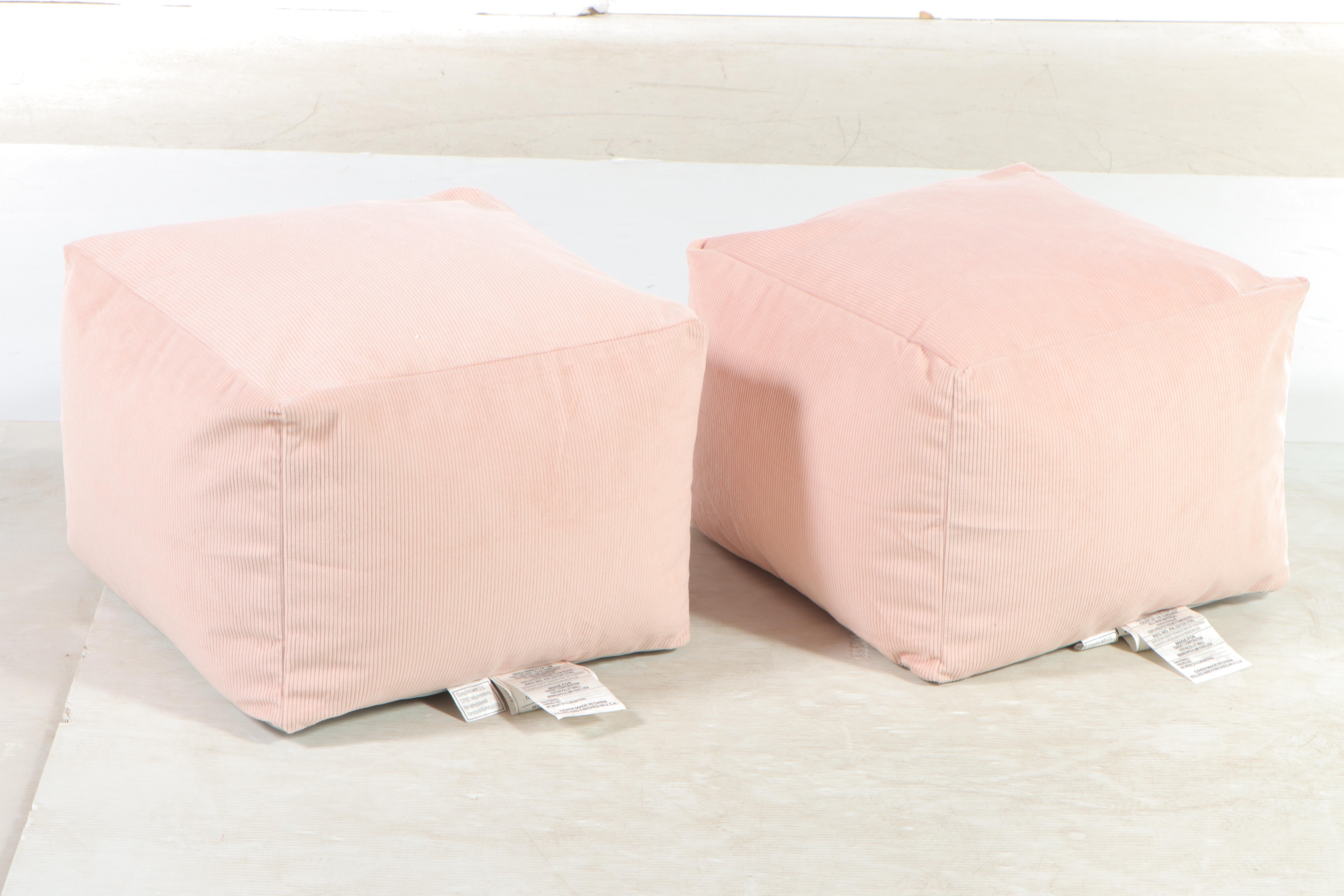 Two Room Essentials Blush Corduroy Structured Bean Bag Poufs