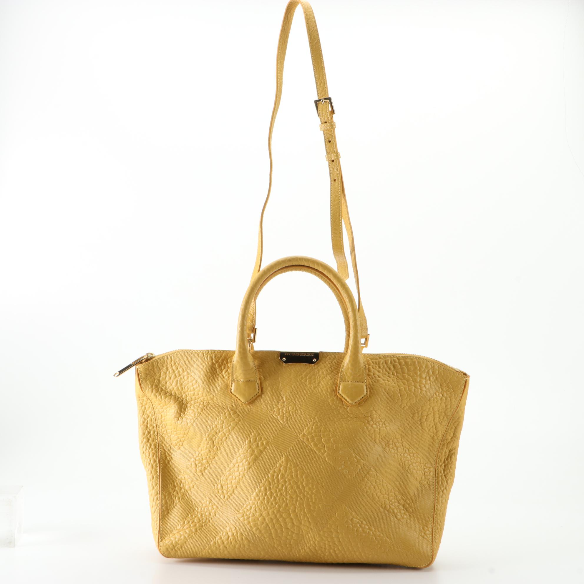 Burberry Dewsbury Two-Way Tote in Check Embossed Leather