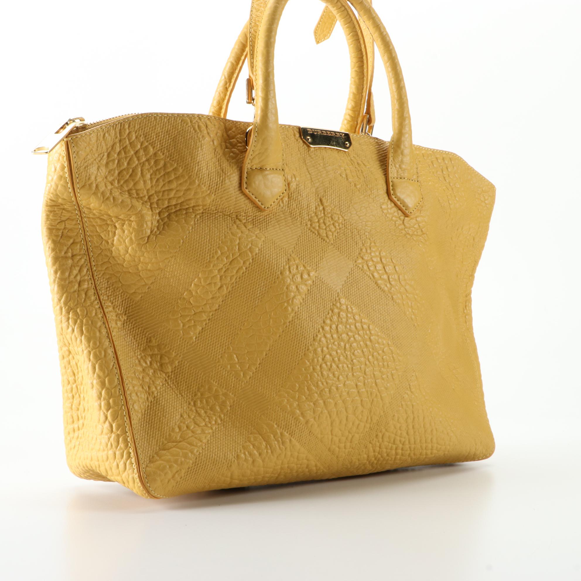 Burberry Dewsbury Two-Way Tote in Check Embossed Leather