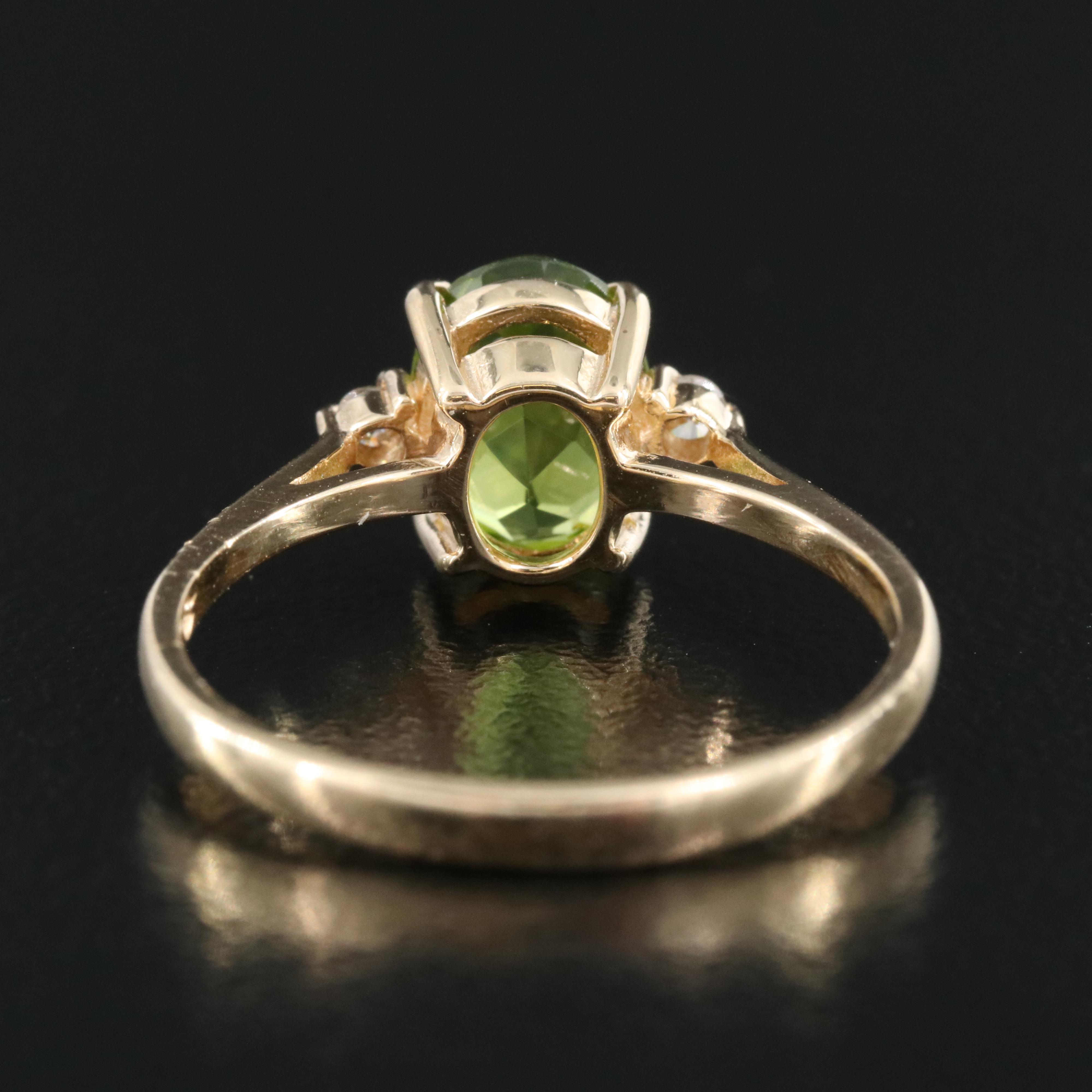 14K Peridot and Diamond Ring