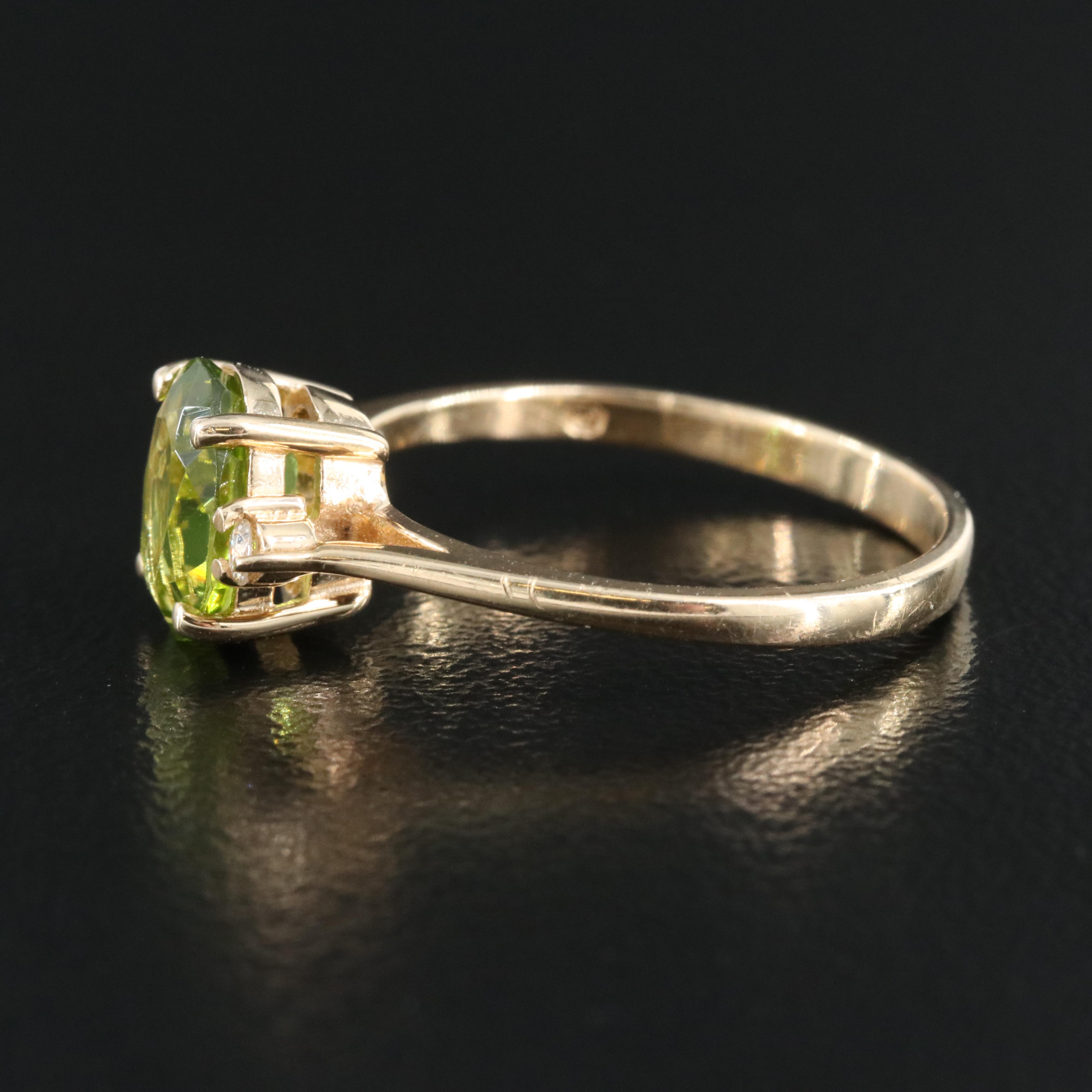 14K Peridot and Diamond Ring