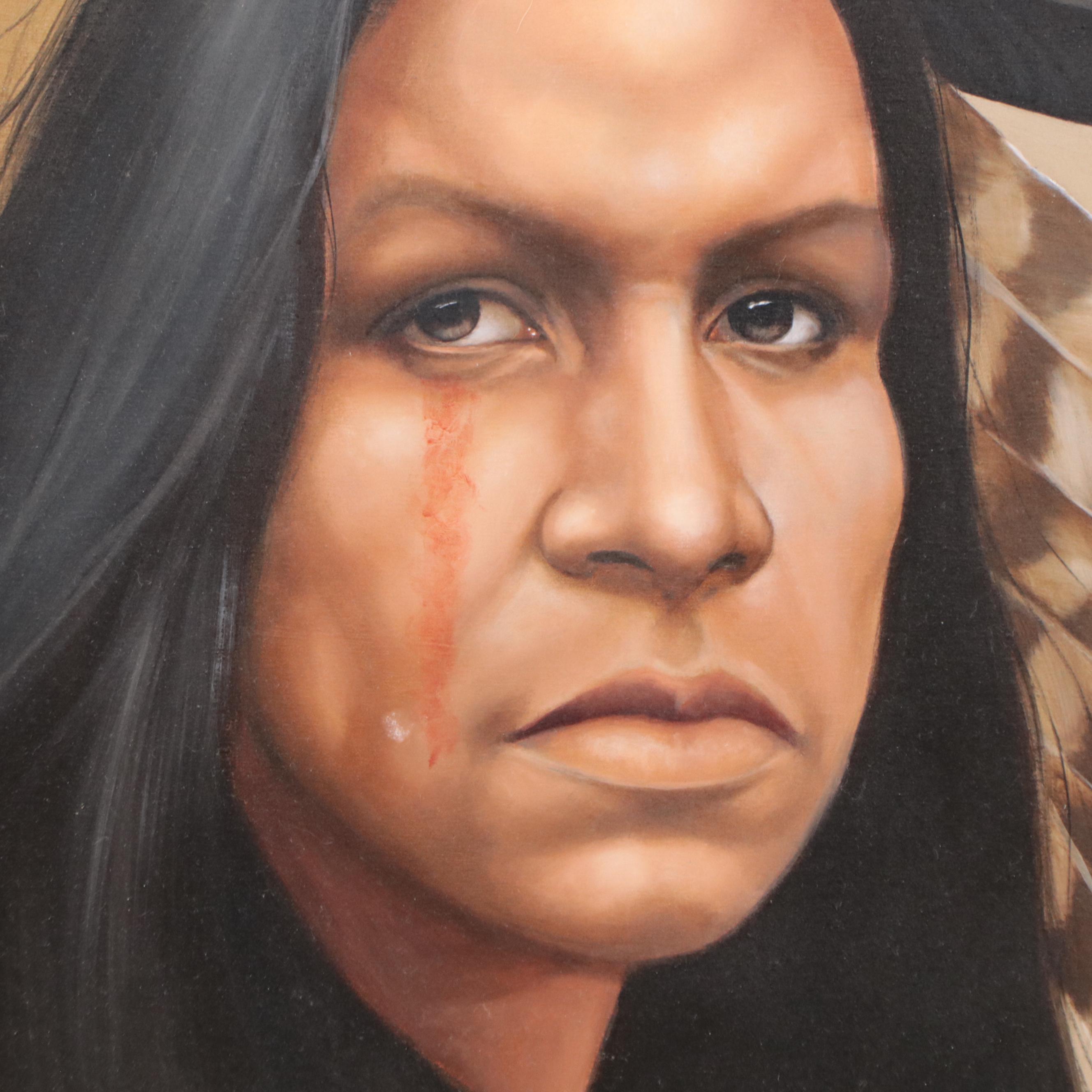 K. Henderson Oil Portrait Painting "I Listen and Watch"