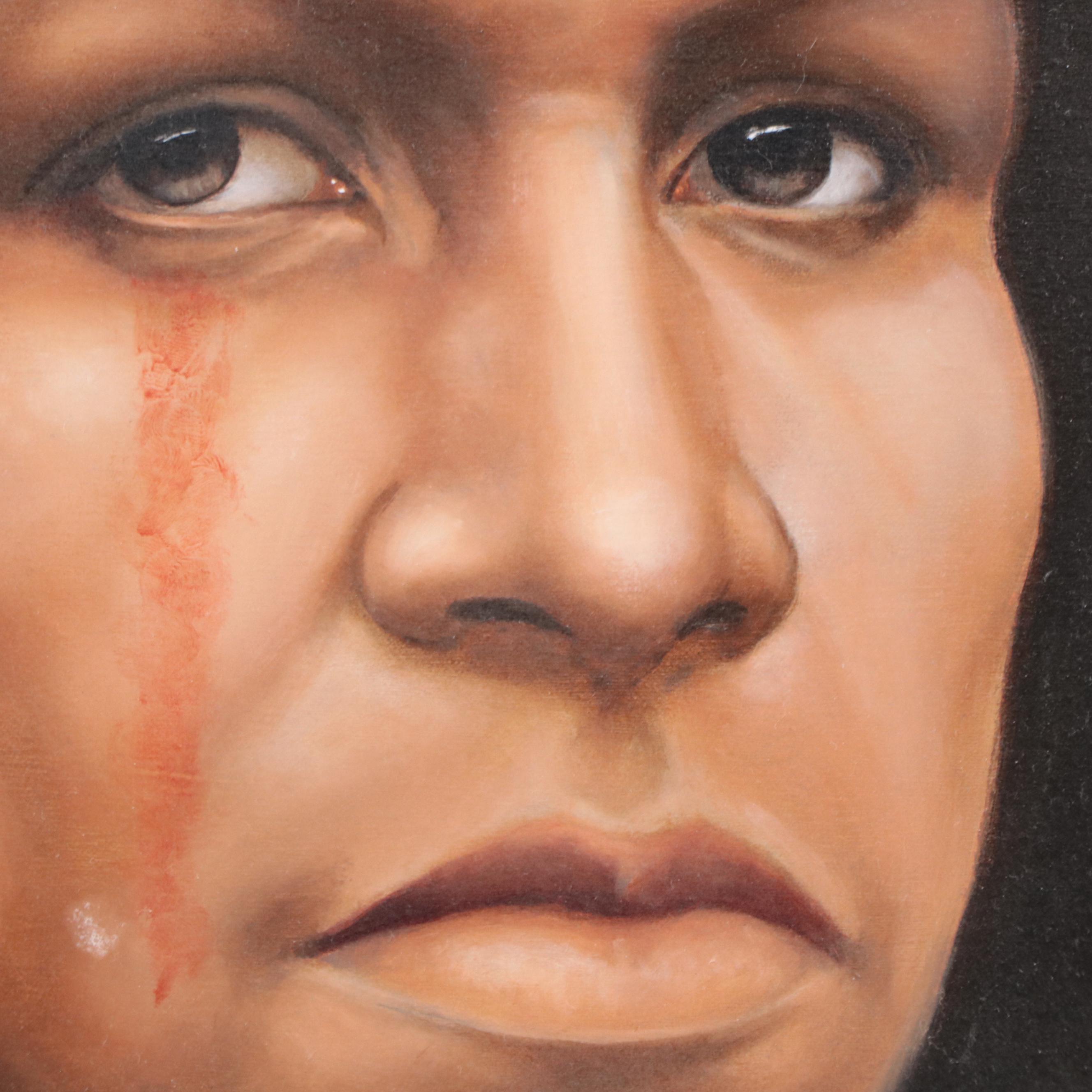 K. Henderson Oil Portrait Painting "I Listen and Watch"