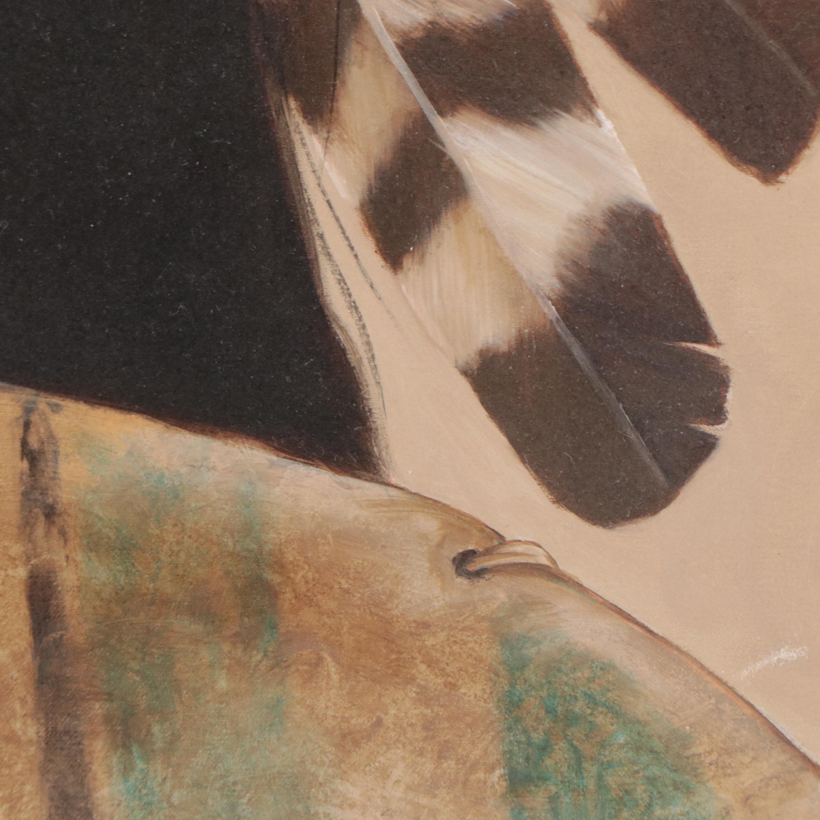 K. Henderson Oil Portrait Painting "I Listen and Watch"