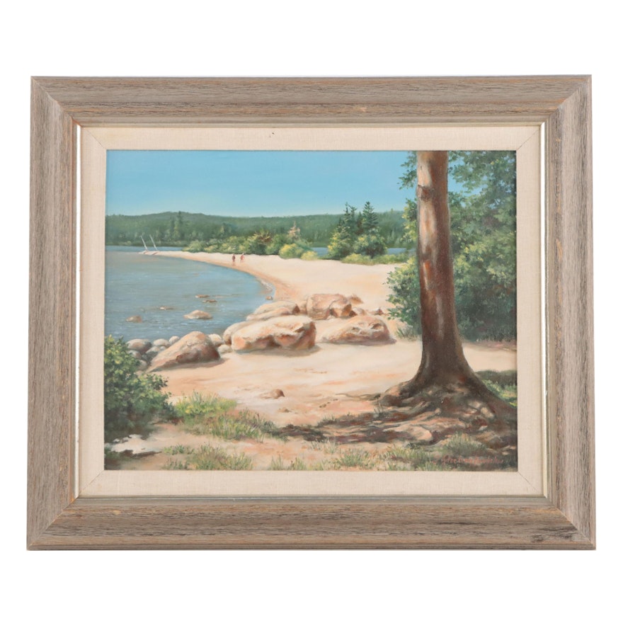 Izilla Sterling Zumkehr Oil Painting of Coastal Landscape