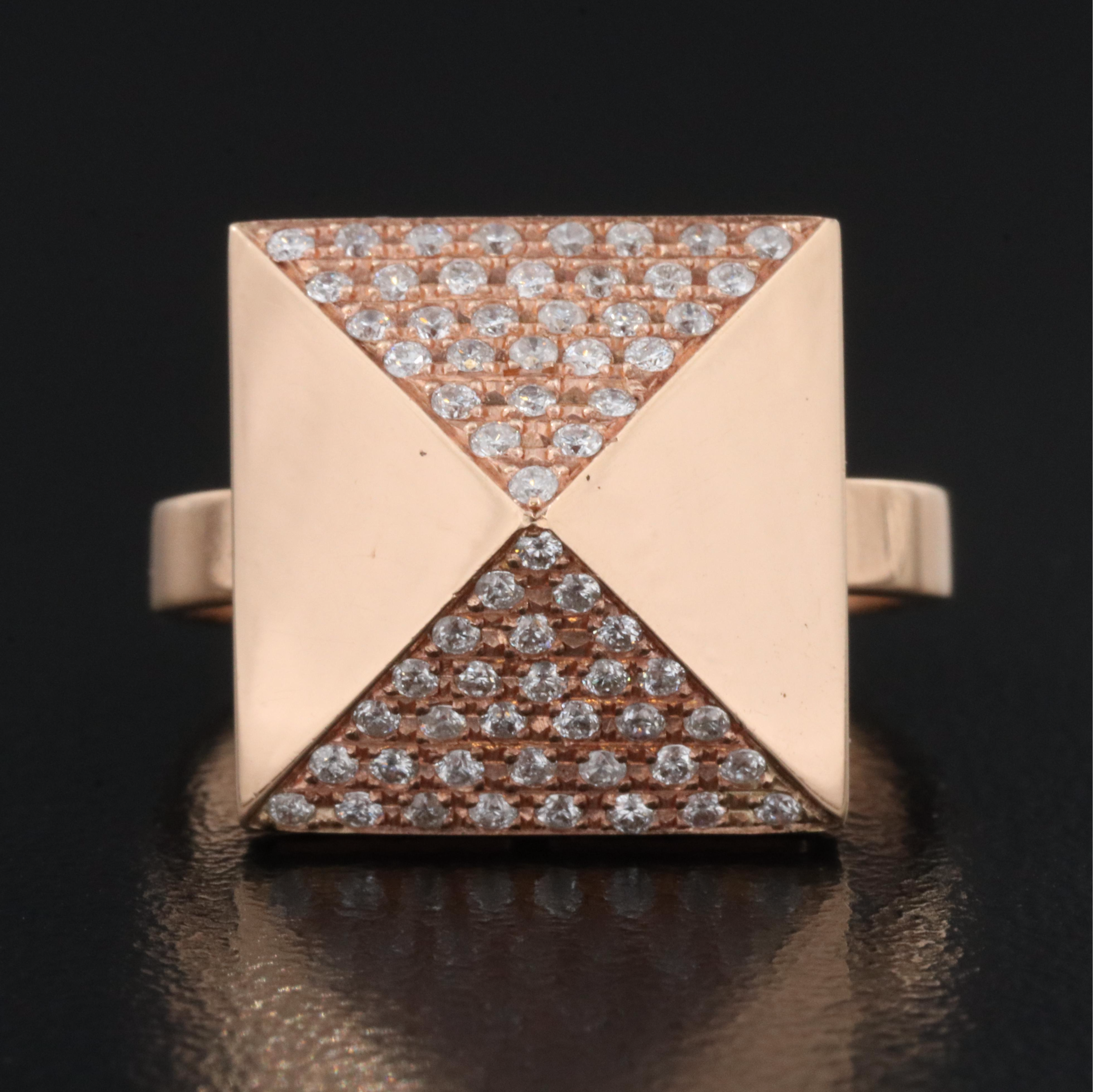 14K Rose Gold 0.32 CTW Diamond Pyramid Ring