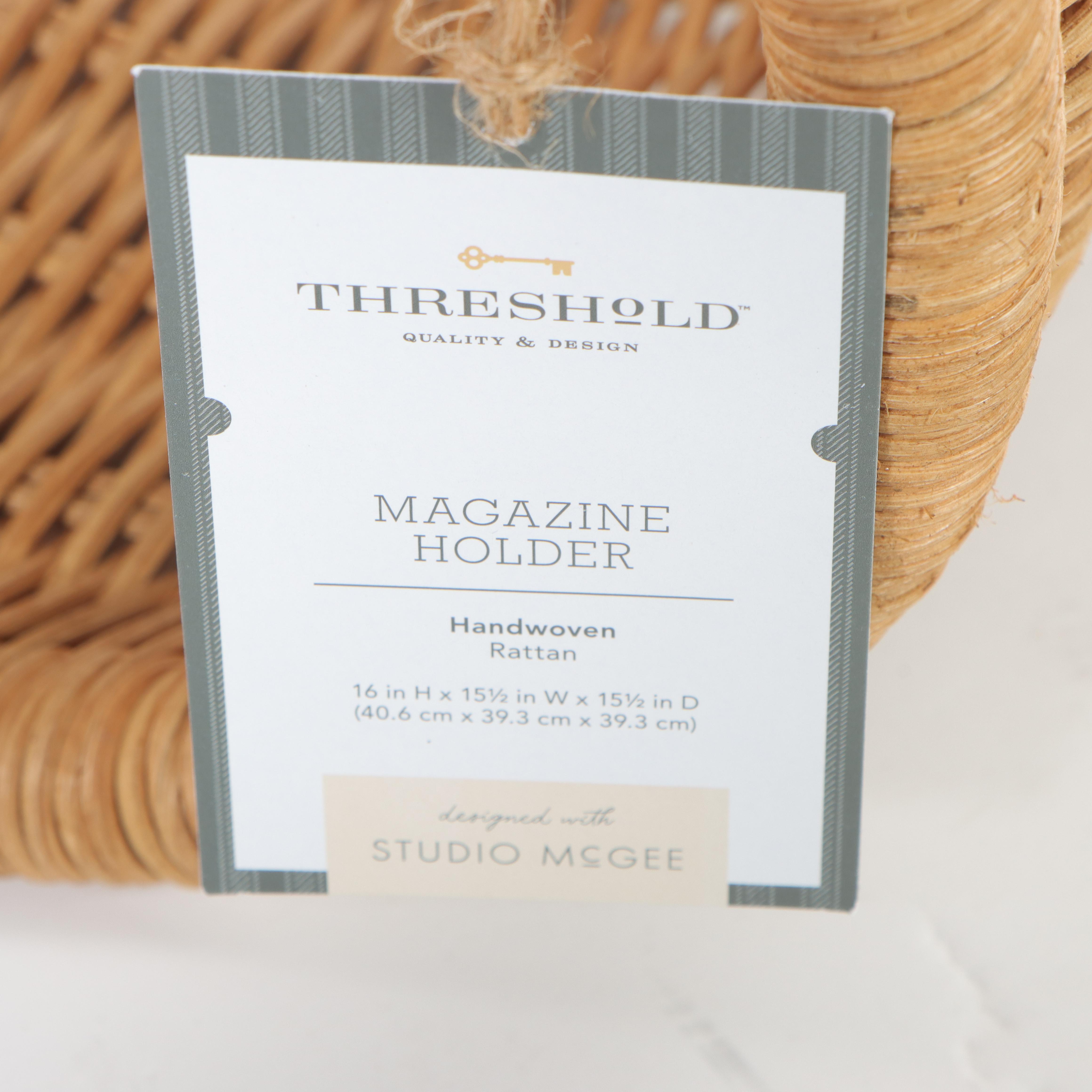 Threshold With Studio McGee Woven Magazine Holder and Striped Basket