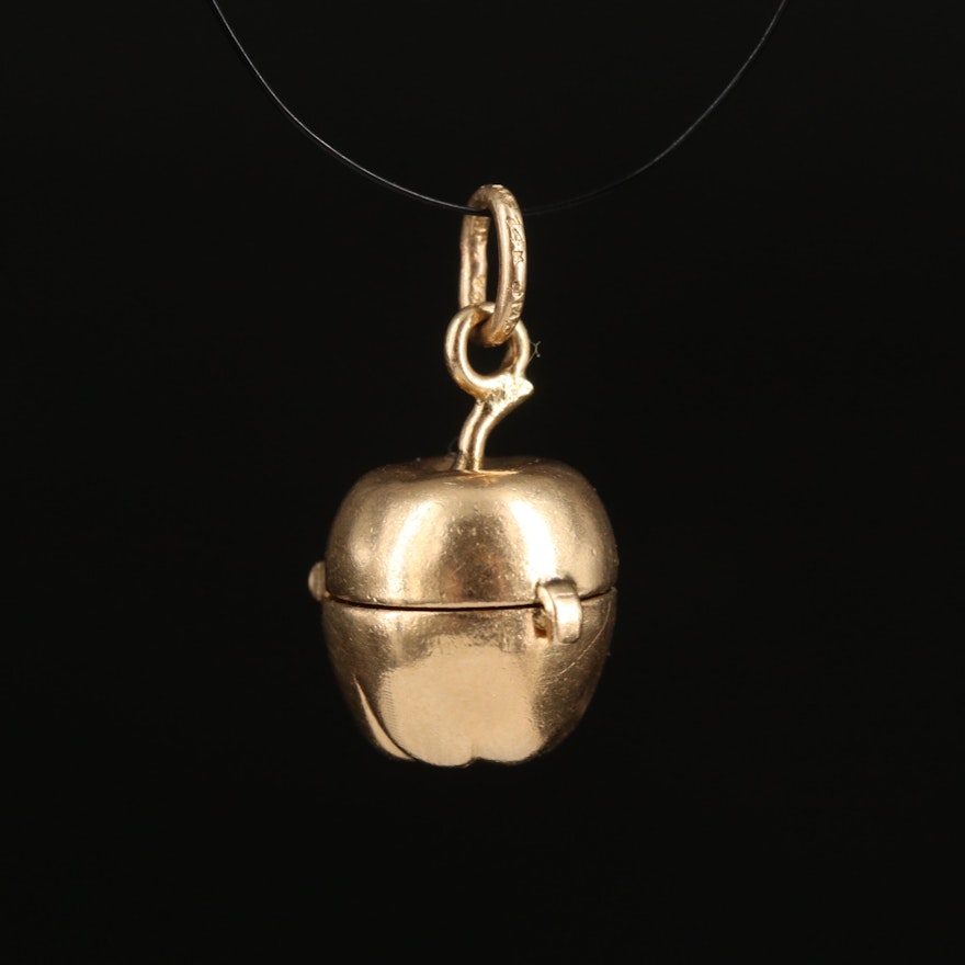 14K Apple and Heart Charm