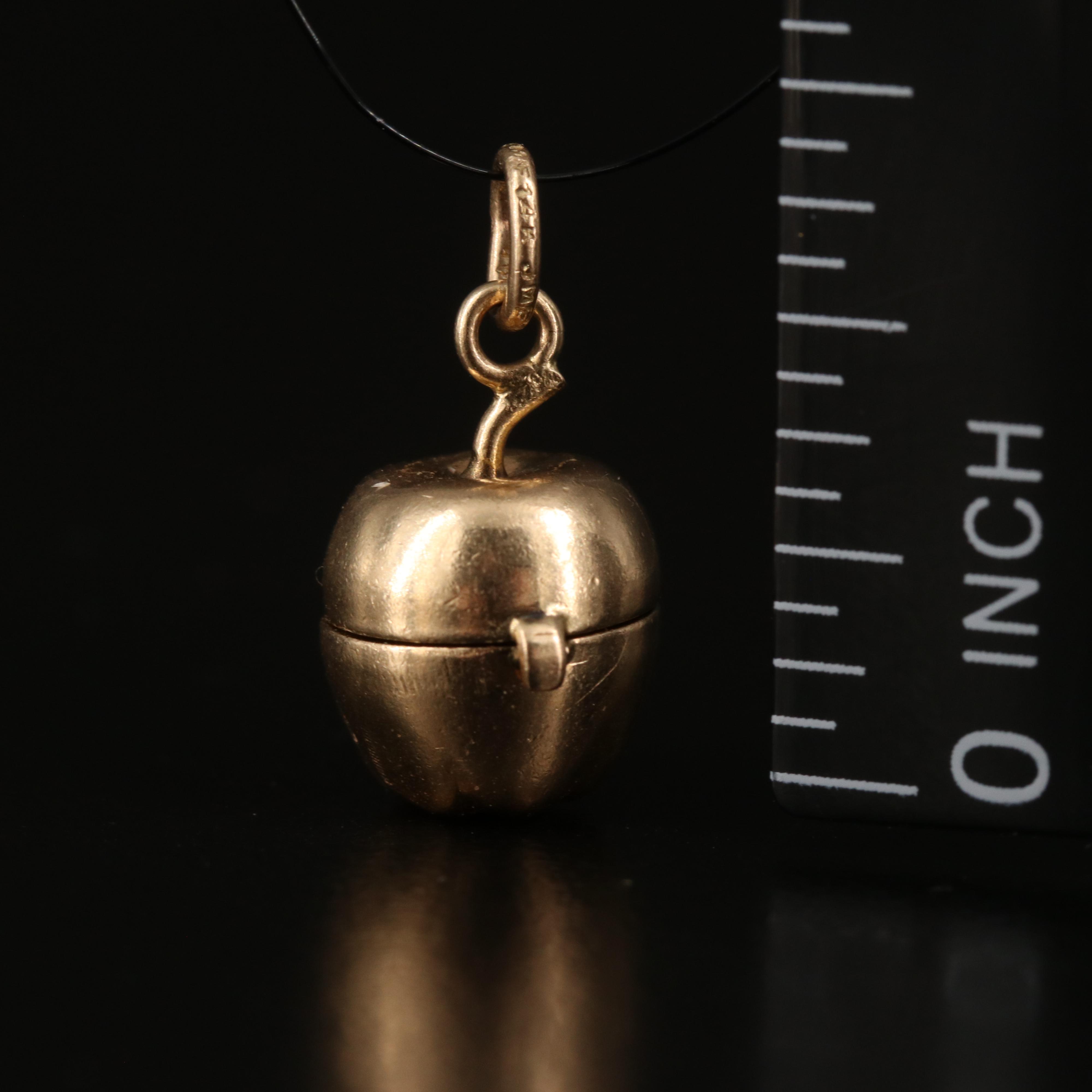 14K Apple and Heart Charm