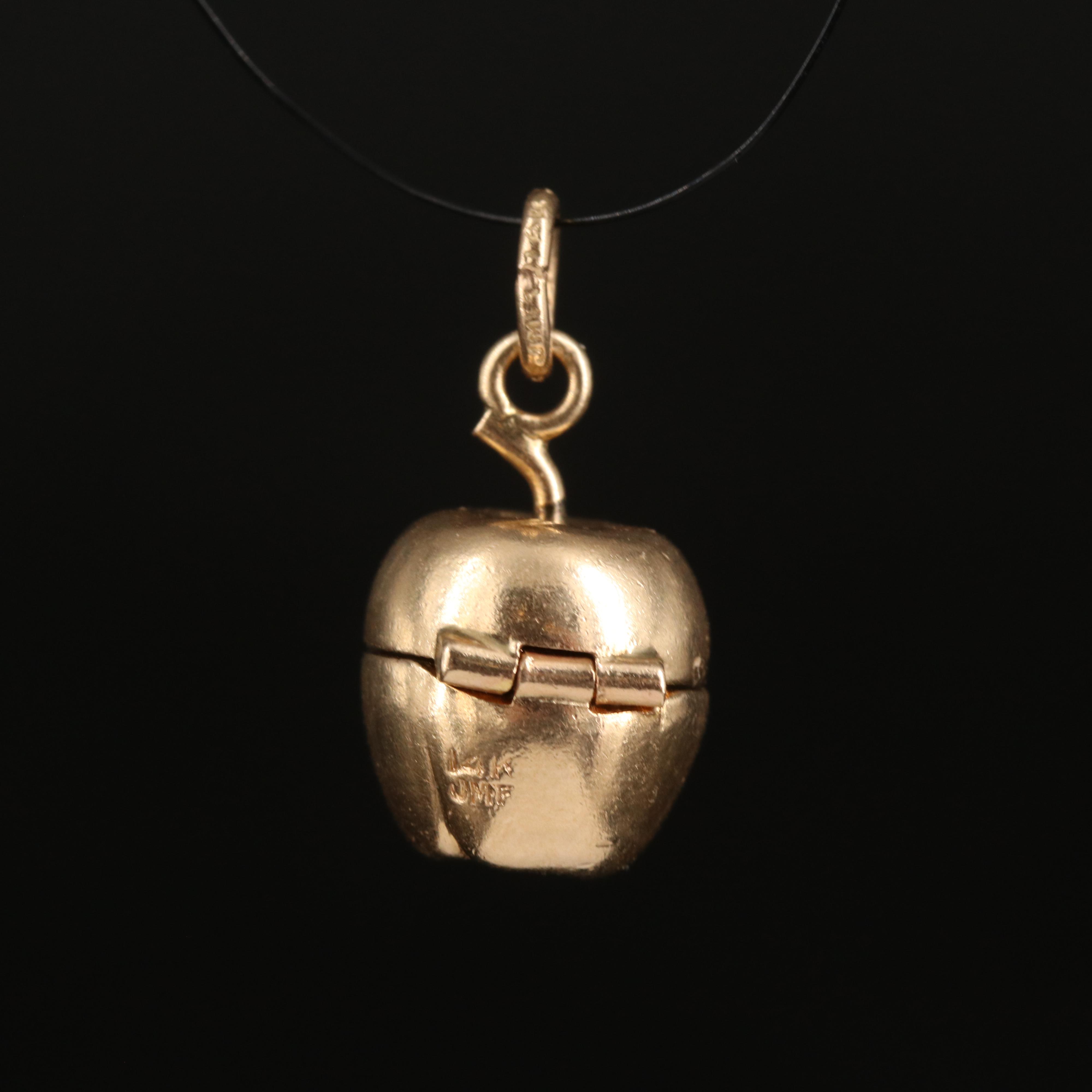 14K Apple and Heart Charm