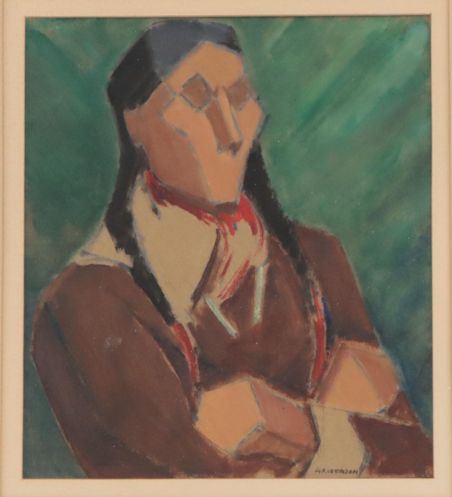 Abraham Frater Levinson Gouache Painting of Portrait