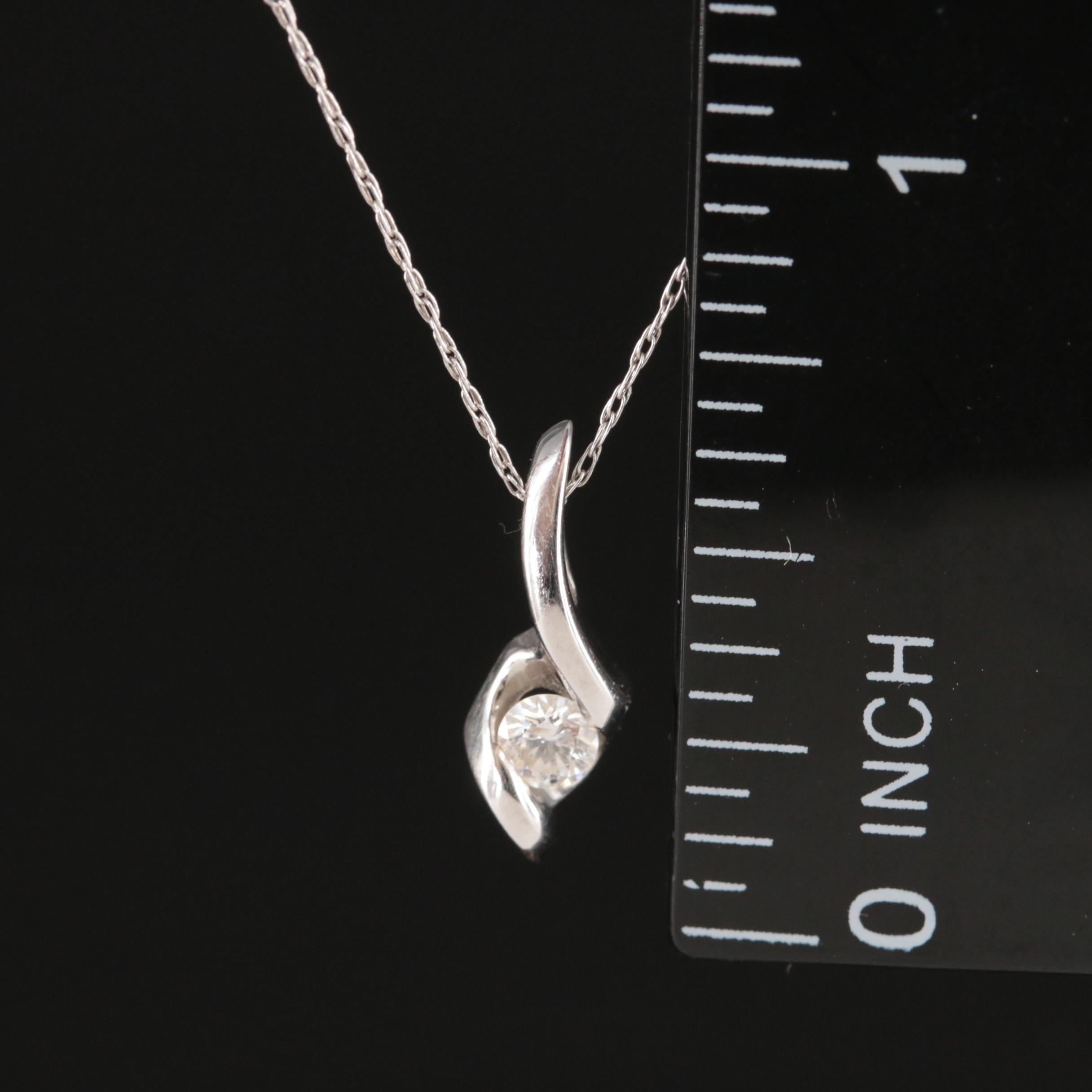14K 0.13 CT Diamond Pendant Necklace