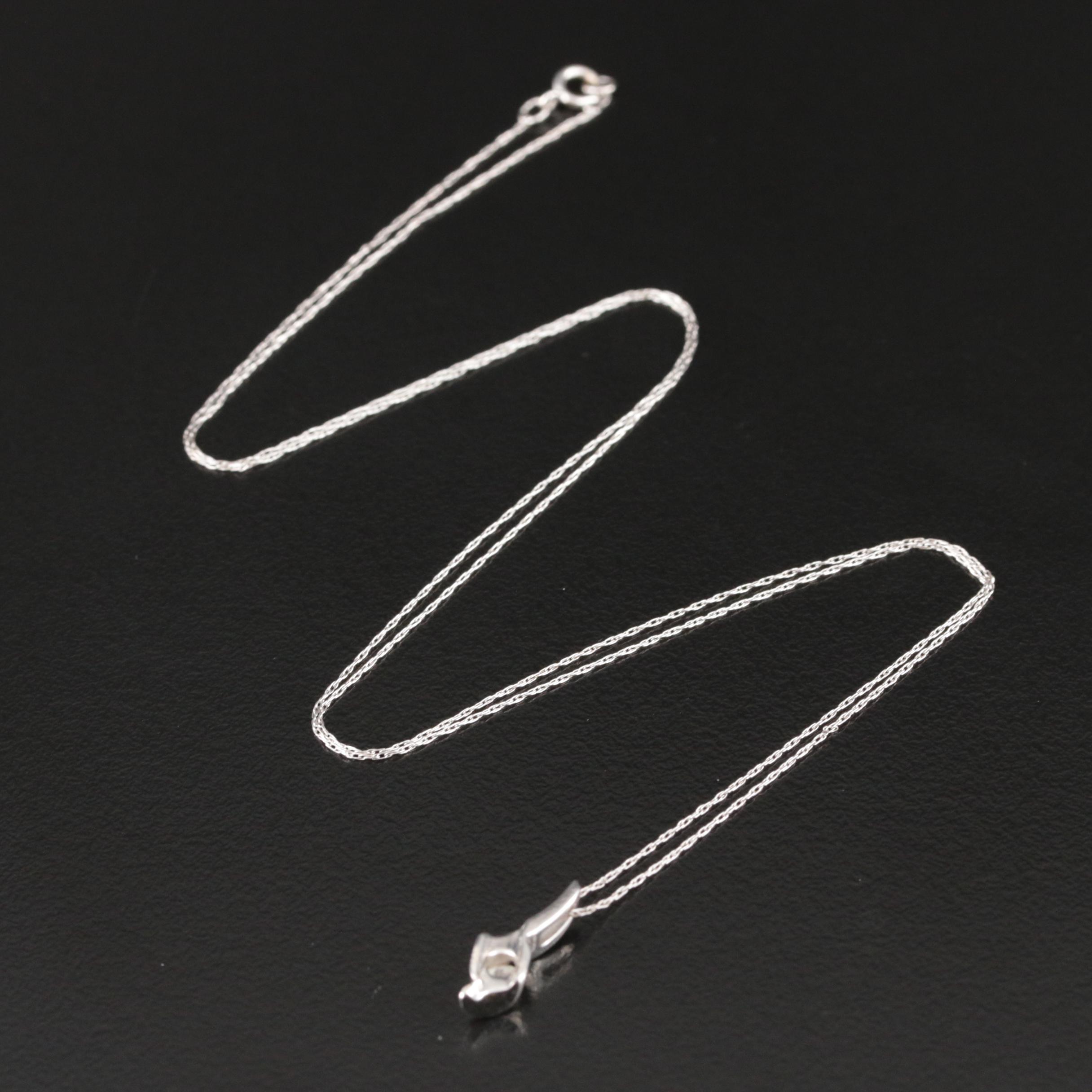 14K 0.13 CT Diamond Pendant Necklace