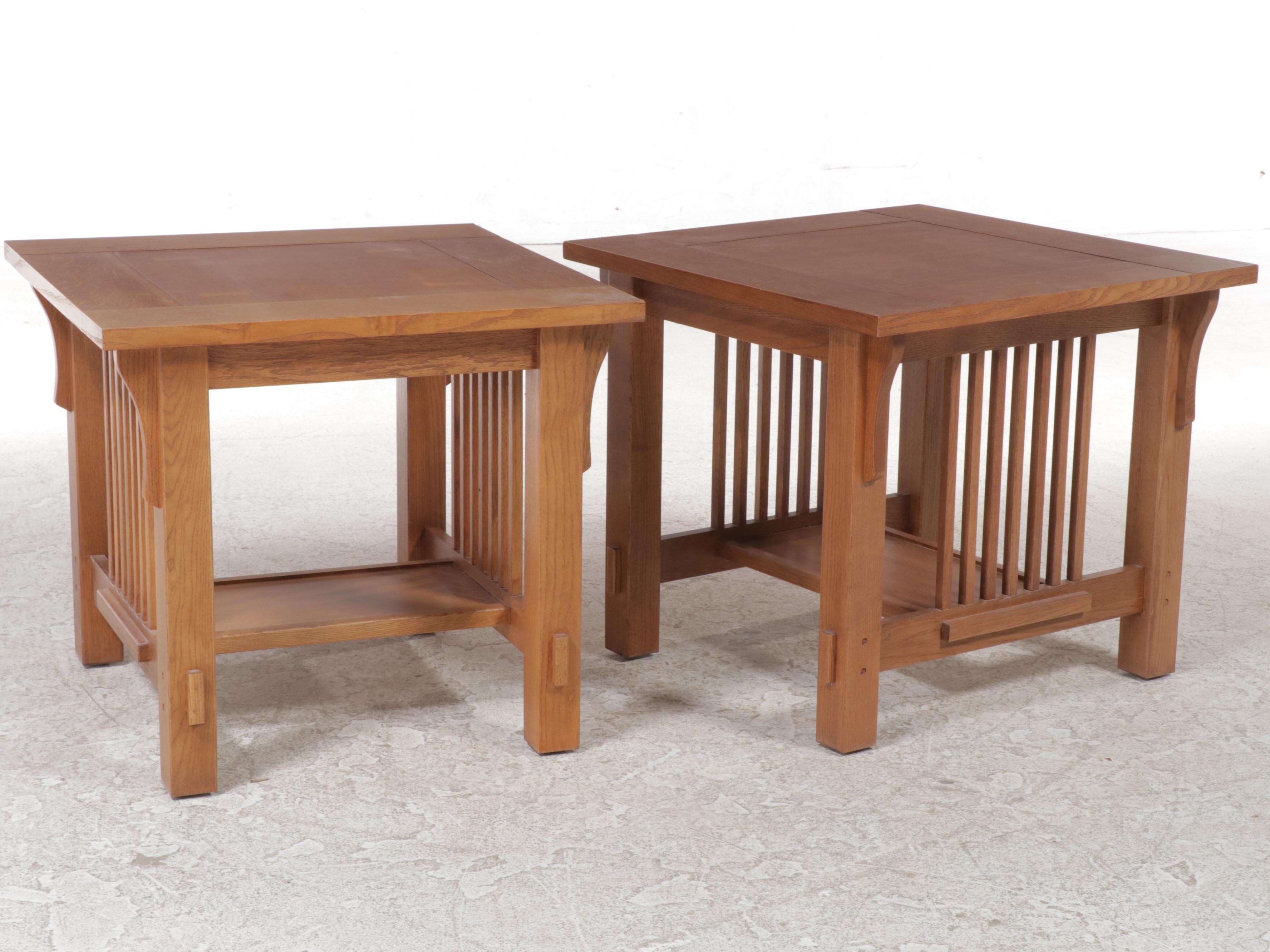 Pair of Arts and Crafts Style Oak Side Tables