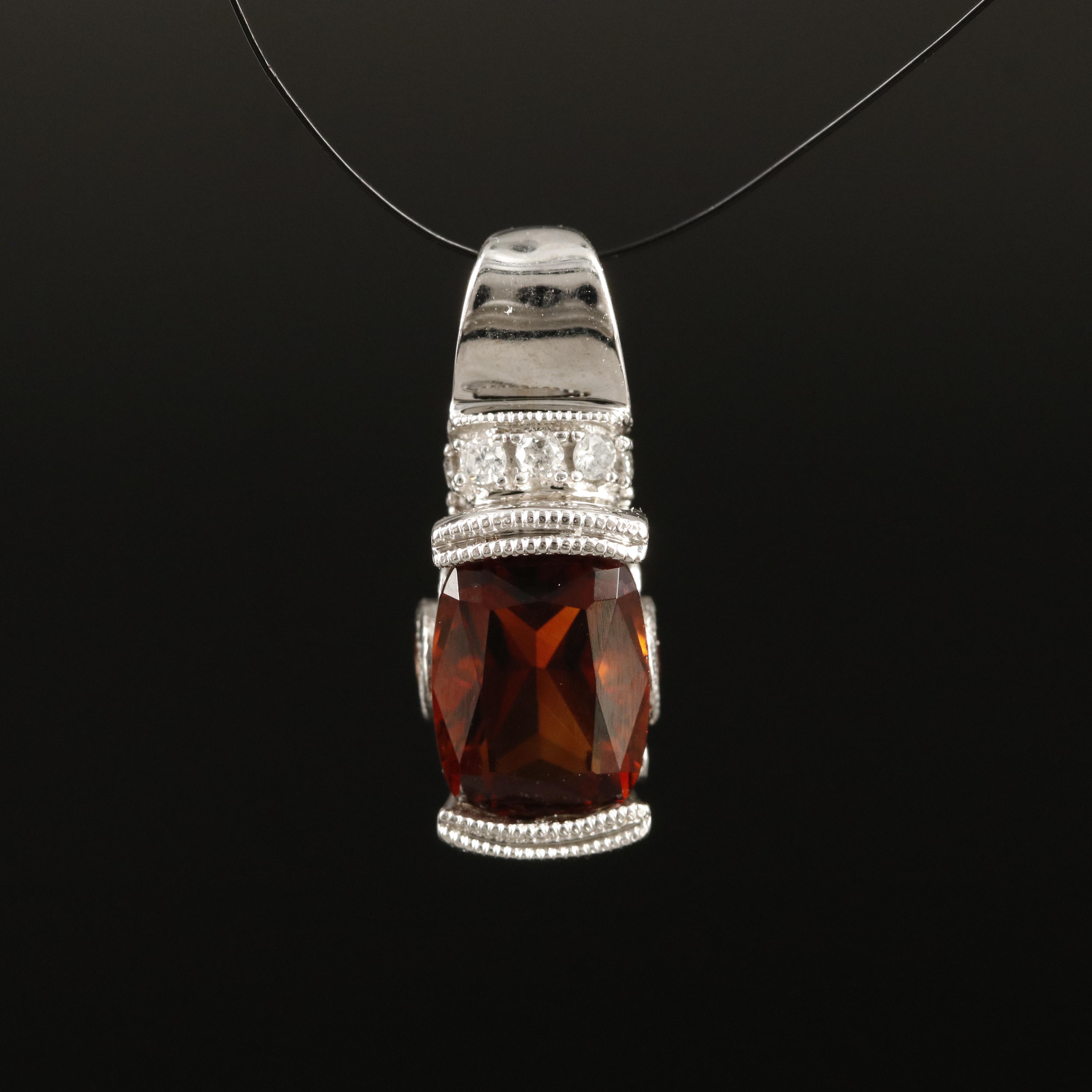 14K Garnet, Citrine and Diamond Pendant