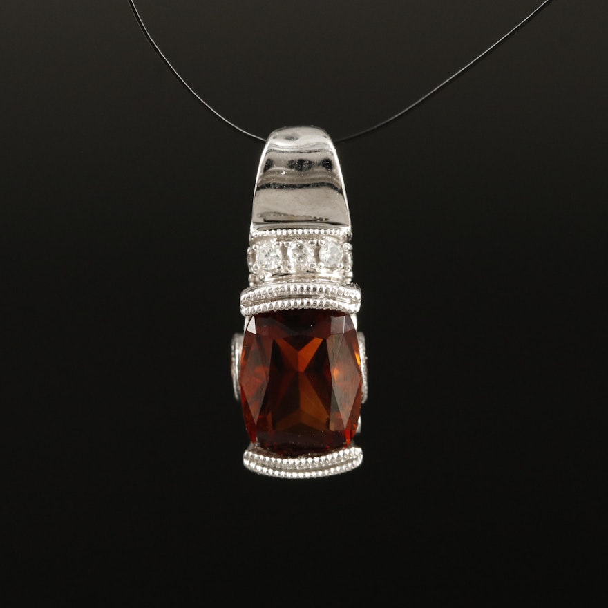 14K Garnet, Citrine and Diamond Pendant