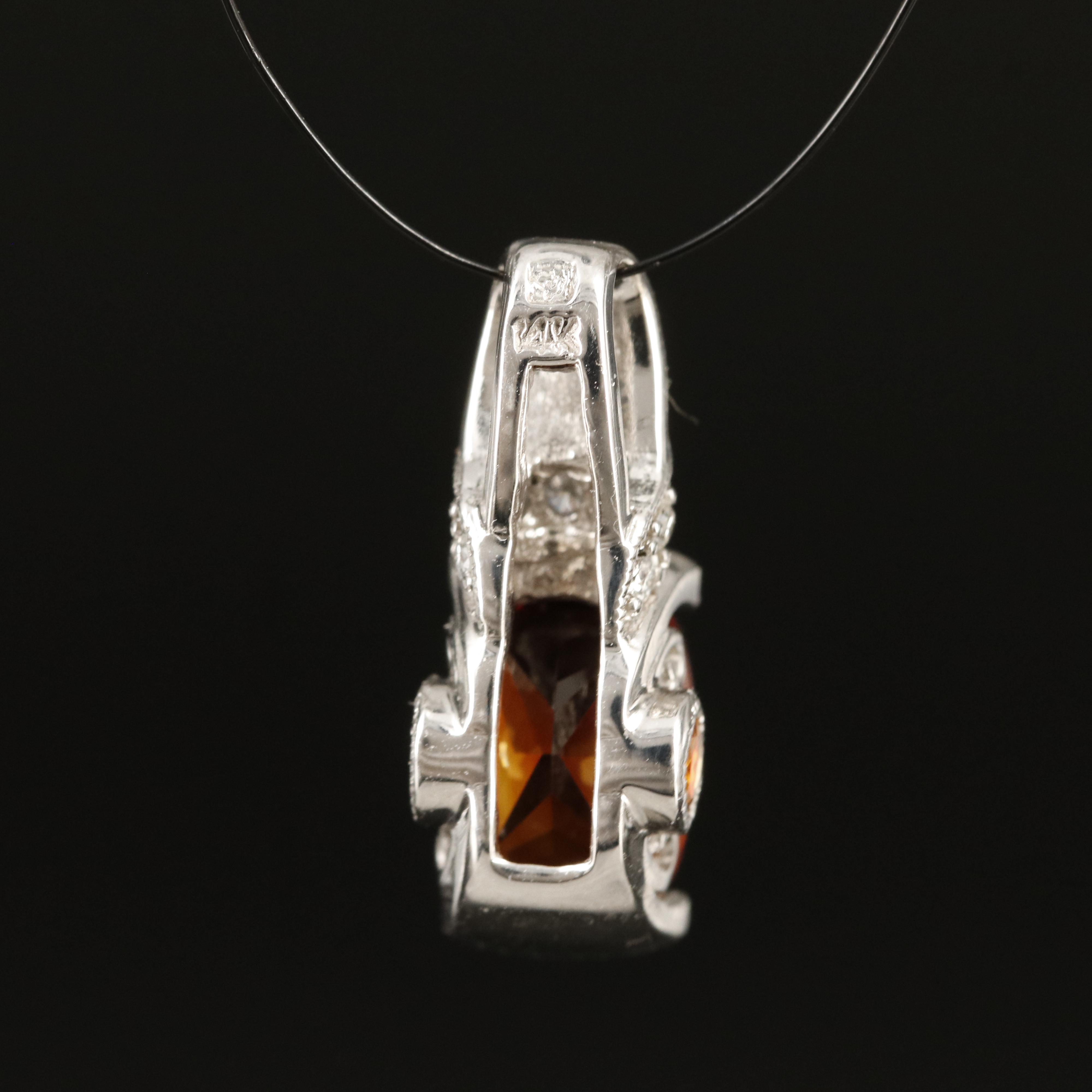 14K Garnet, Citrine and Diamond Pendant