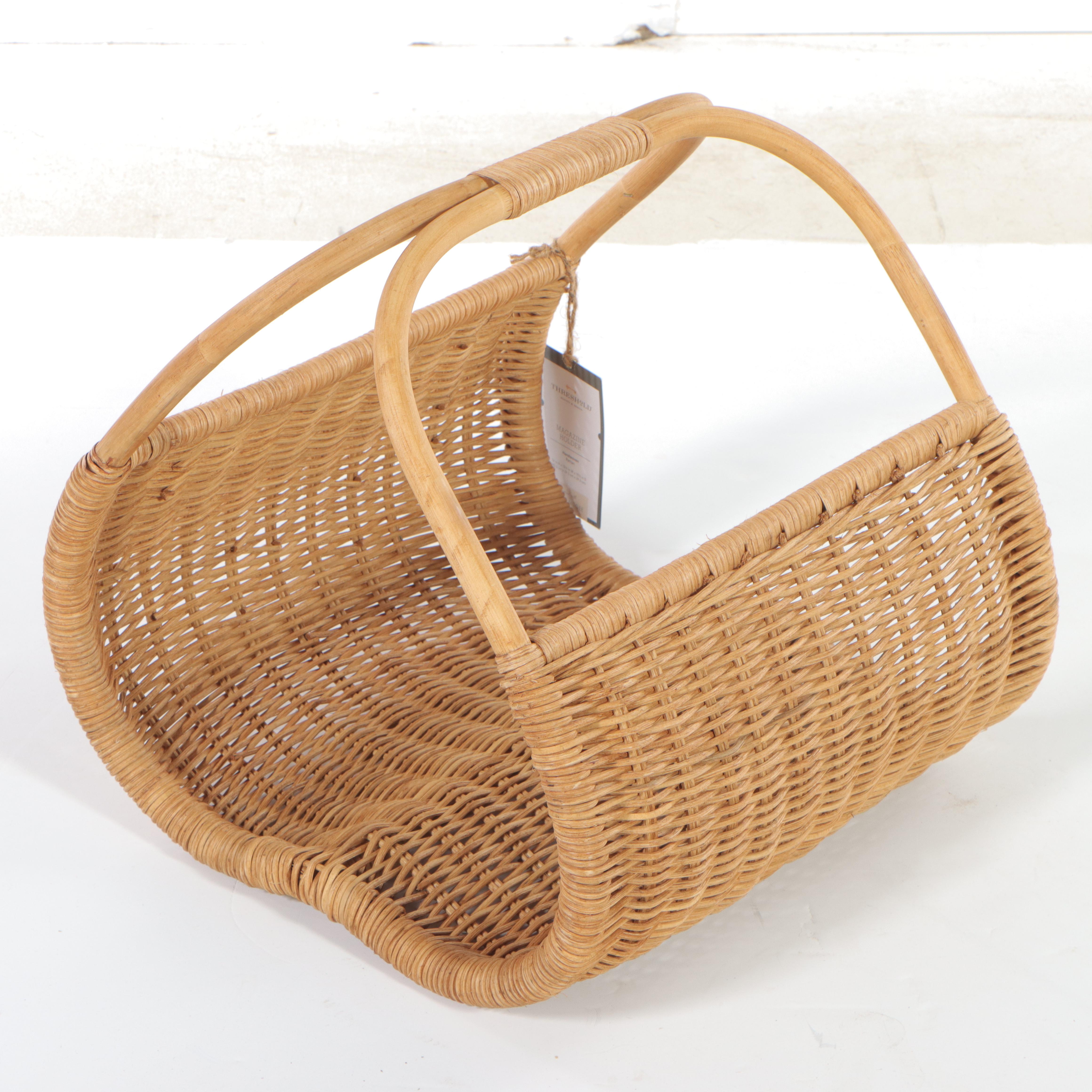 Threshold With Studio McGee Woven Magazine Holder and Striped Basket