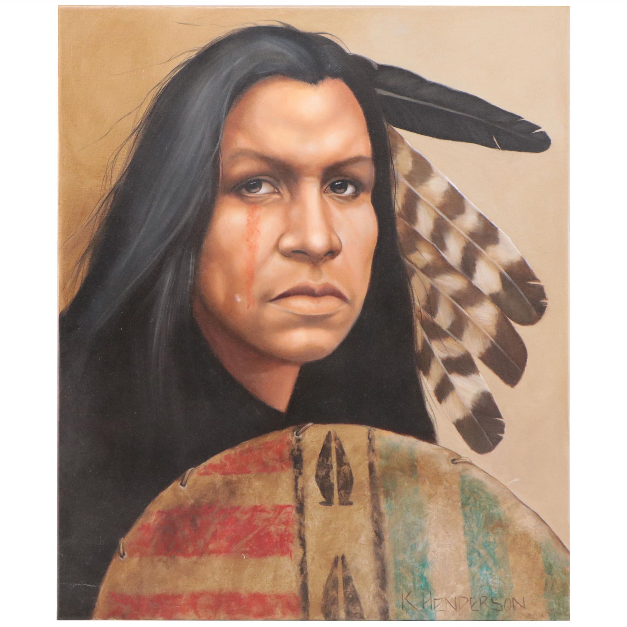 K. Henderson Oil Portrait Painting "I Listen and Watch"