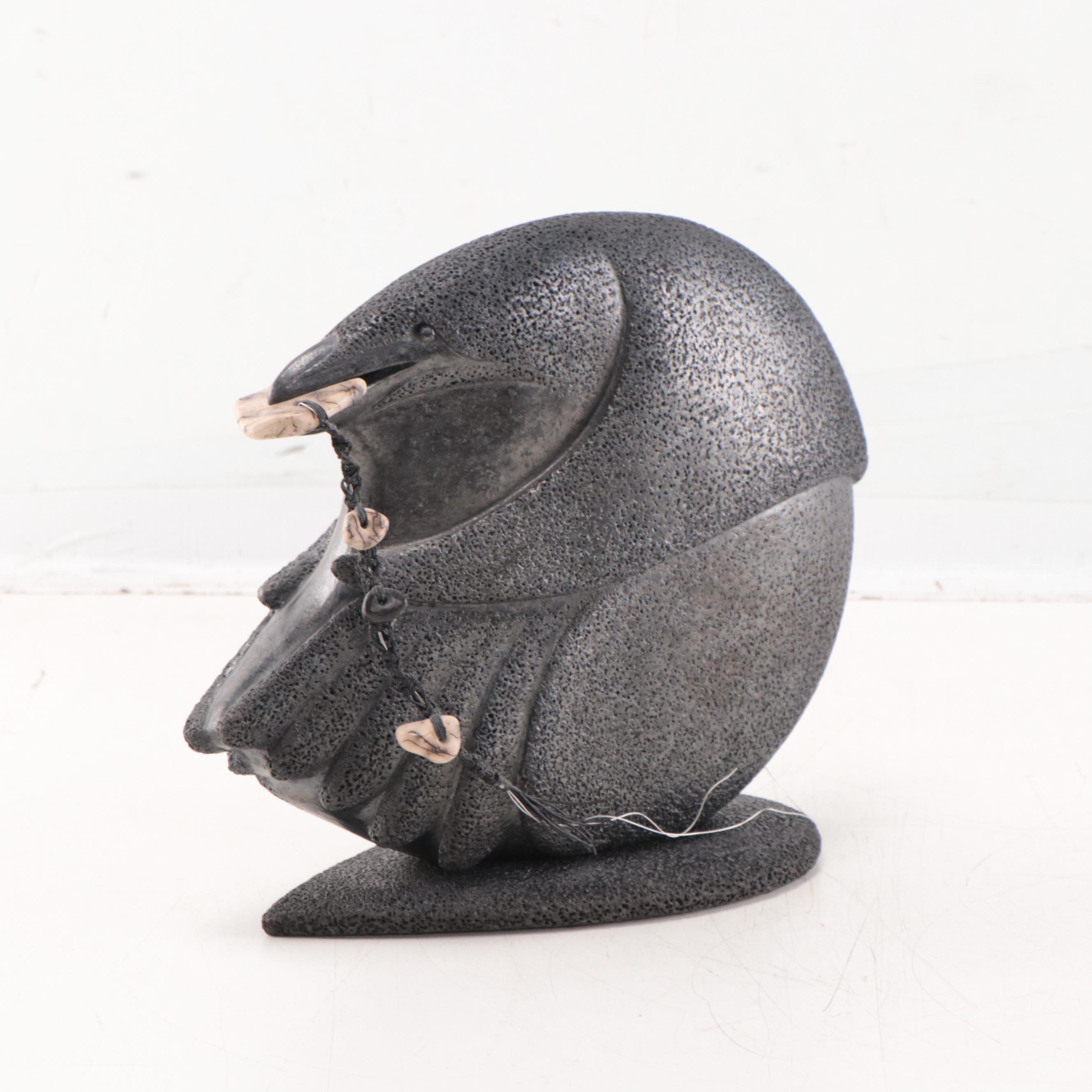 Pat and Ken Larson Raku Fired Raven Sculpture, 2004