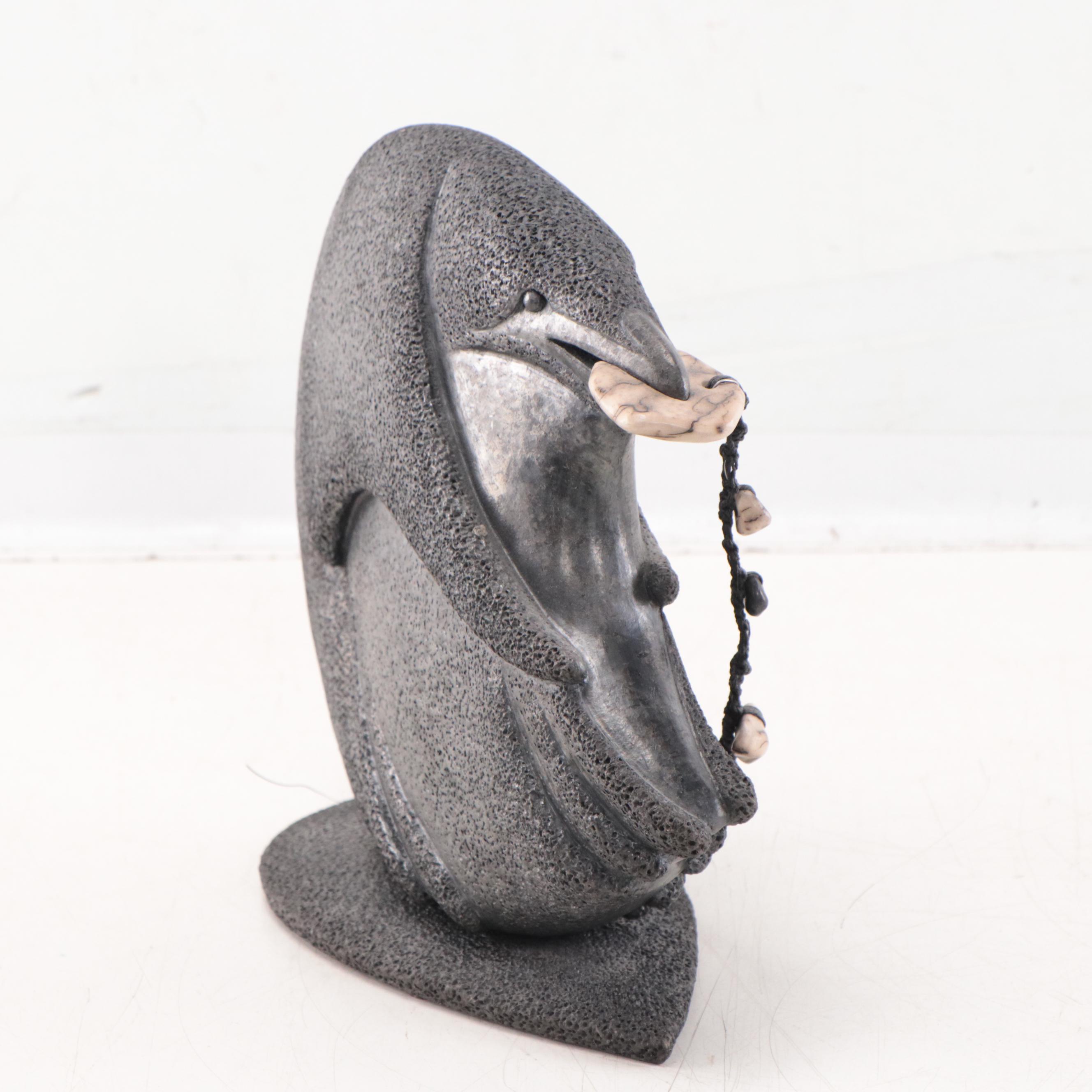 Pat and Ken Larson Raku Fired Raven Sculpture, 2004