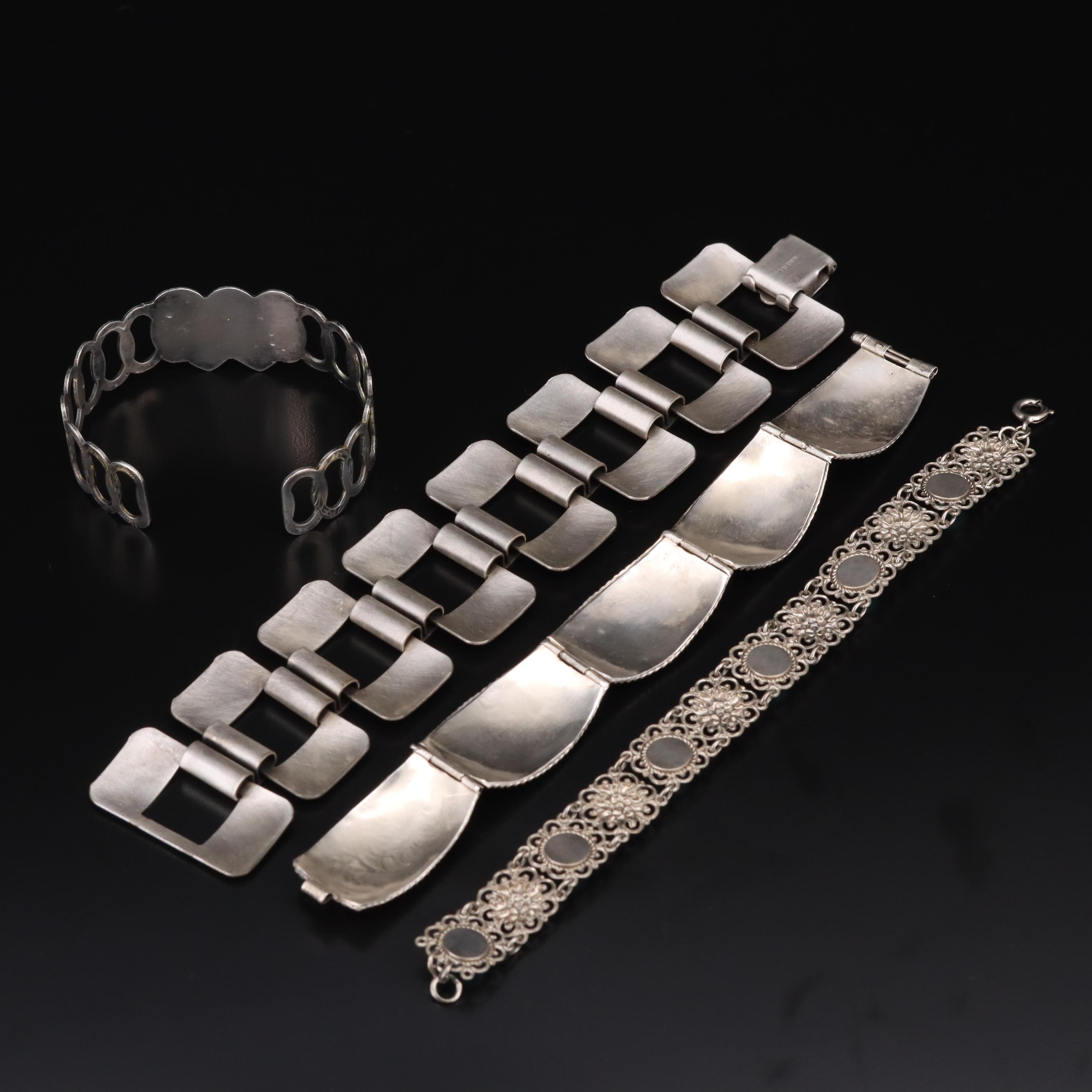 Cloisonné Panel Bracelet and Antique Double Heart Cuff Featured in Bracelets