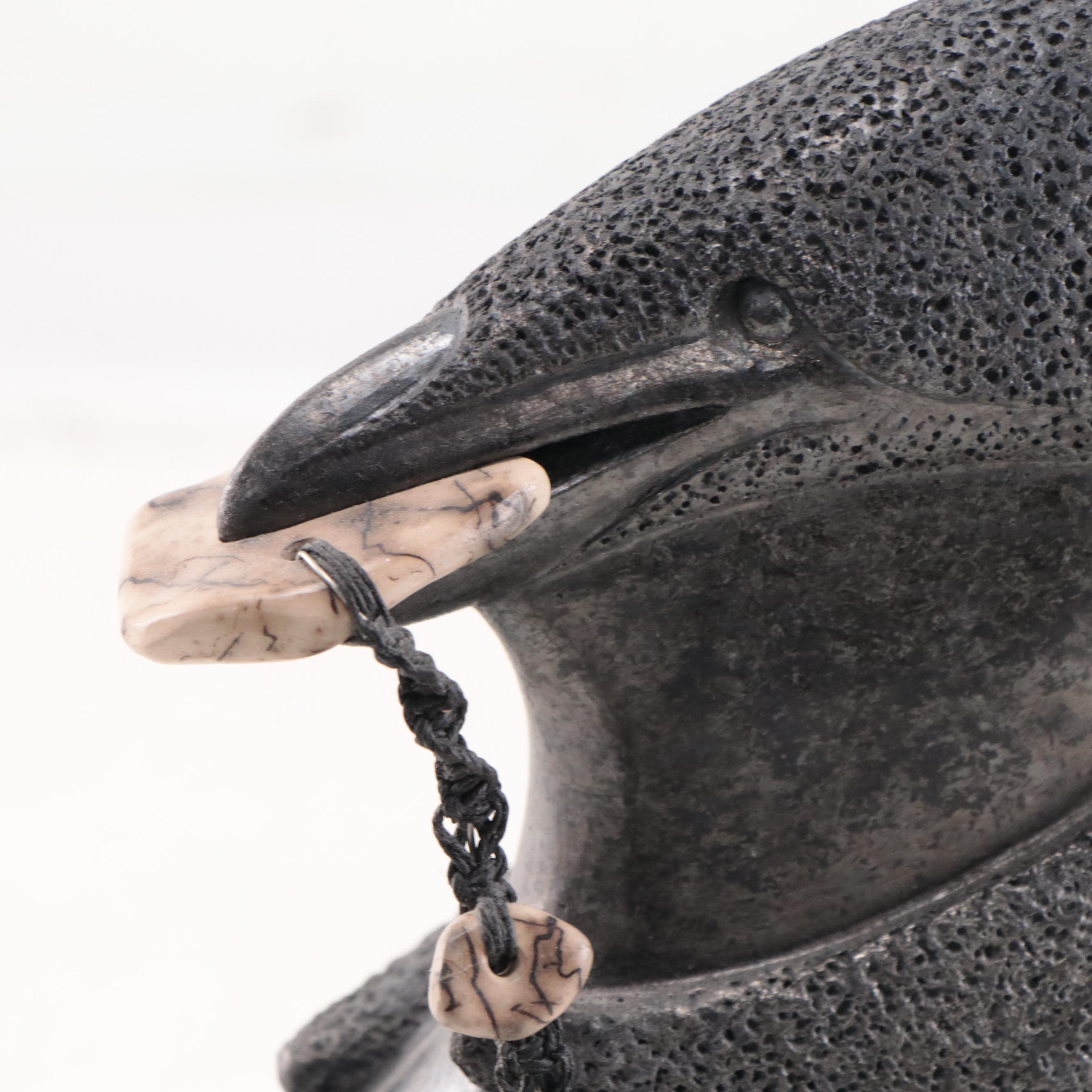 Pat and Ken Larson Raku Fired Raven Sculpture, 2004