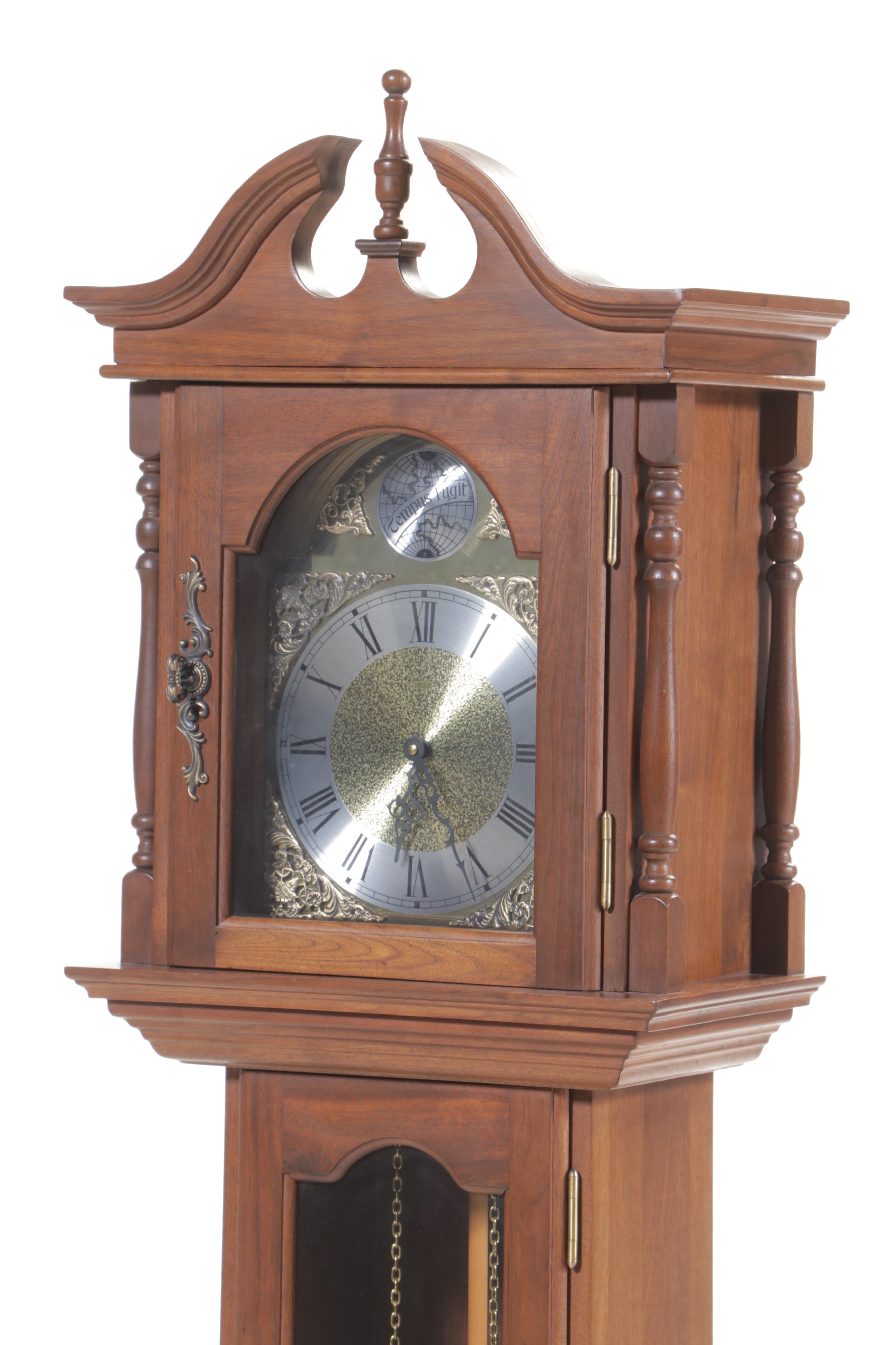 Emperor Federal Style Walnut Tall Case Clock, Late 20th Century