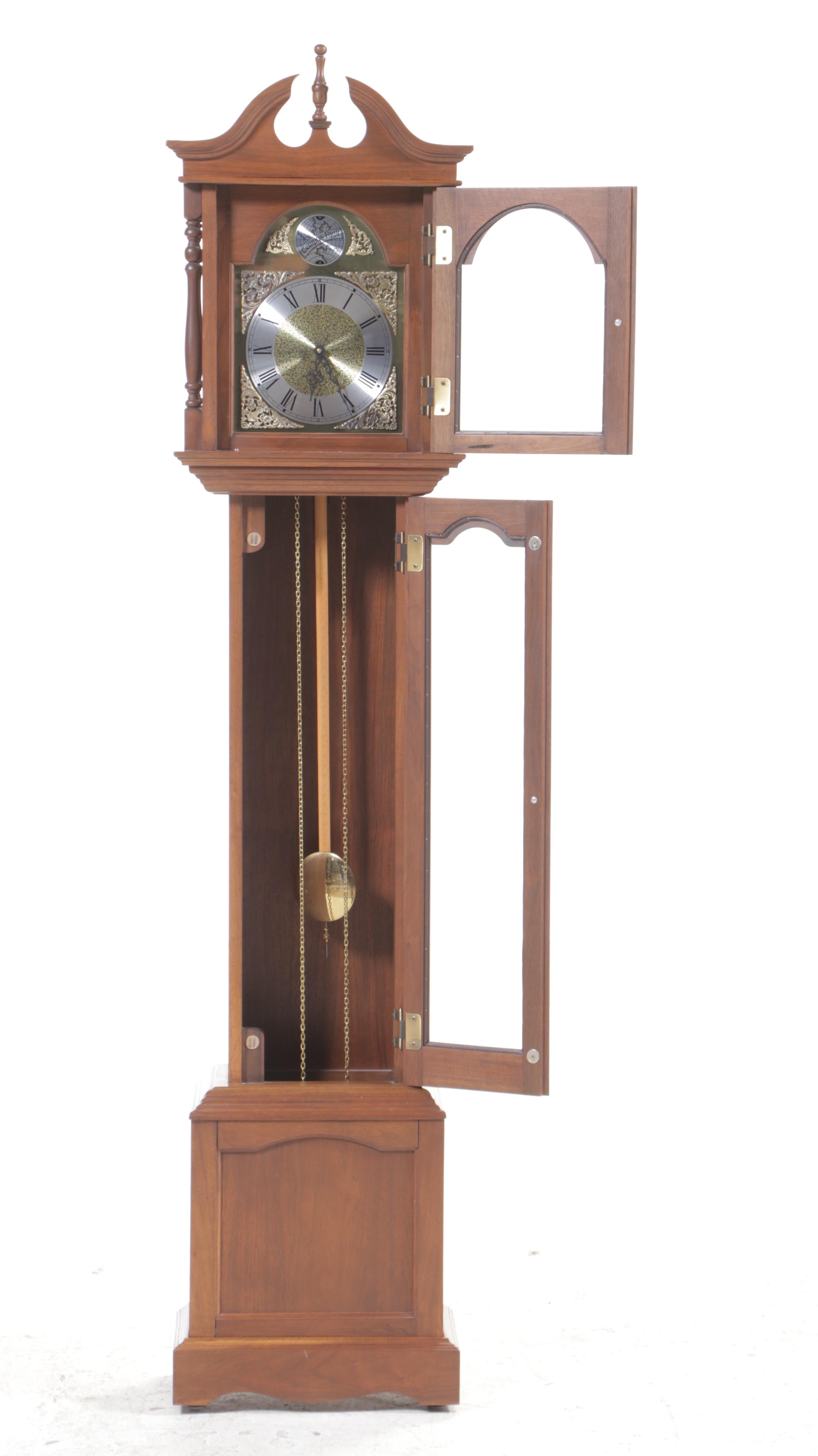 Emperor Federal Style Walnut Tall Case Clock, Late 20th Century