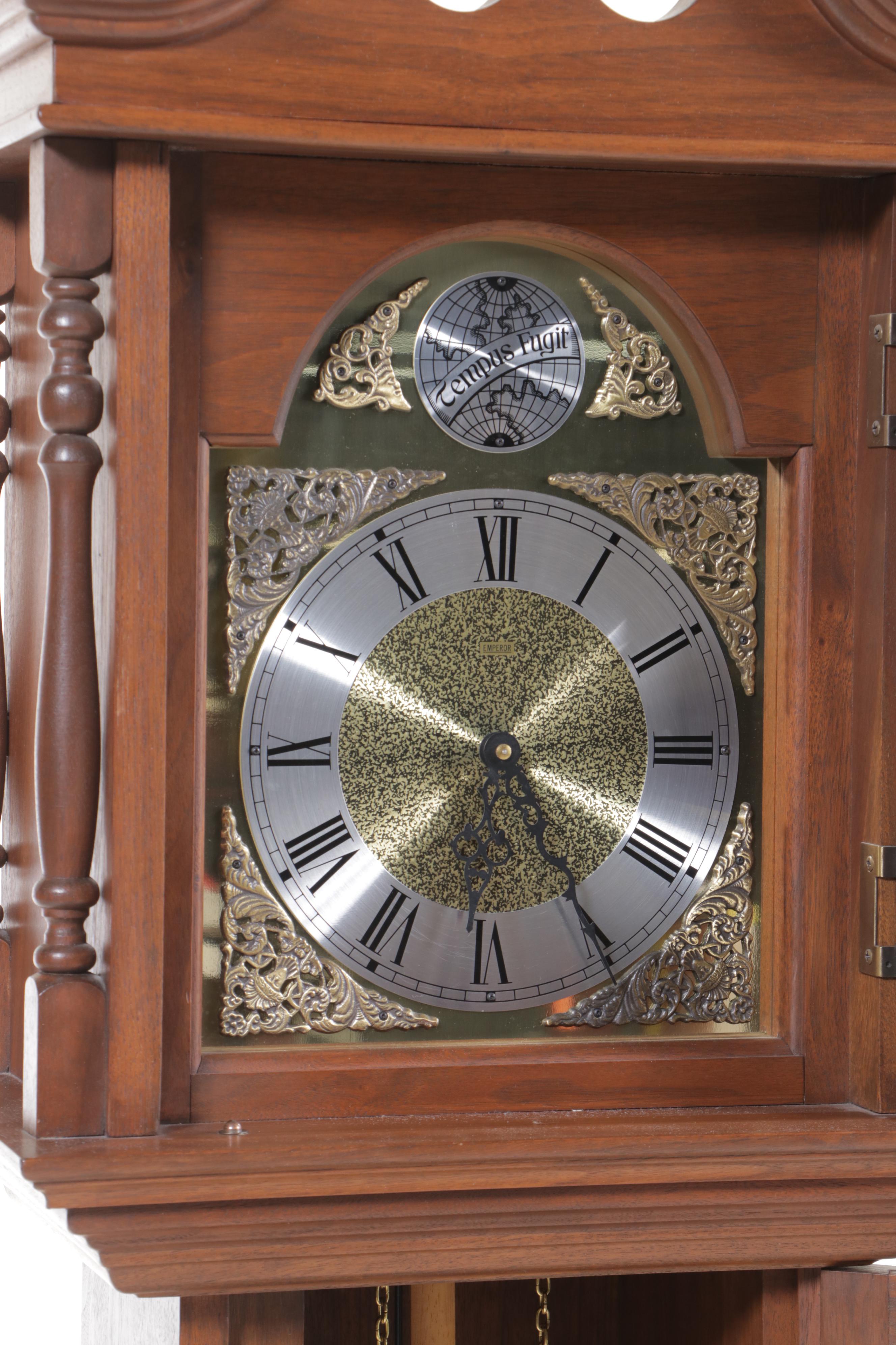 Emperor Federal Style Walnut Tall Case Clock, Late 20th Century