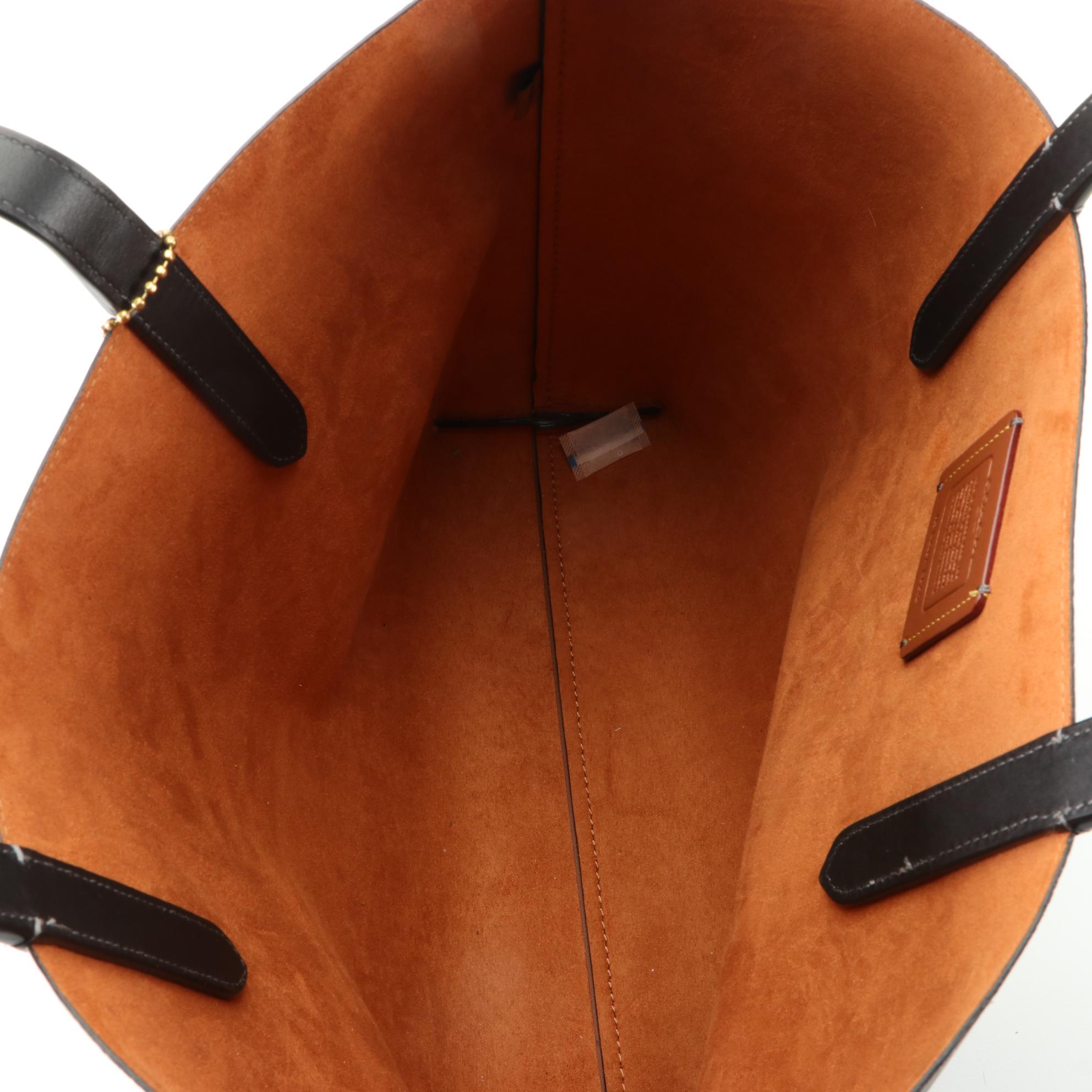 Coach Large Tote Bag in Plaid Print Coated Canvas