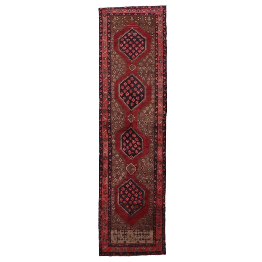 3'3 x 12'4 Hand-Knotted Persian Senneh Carpet Runner