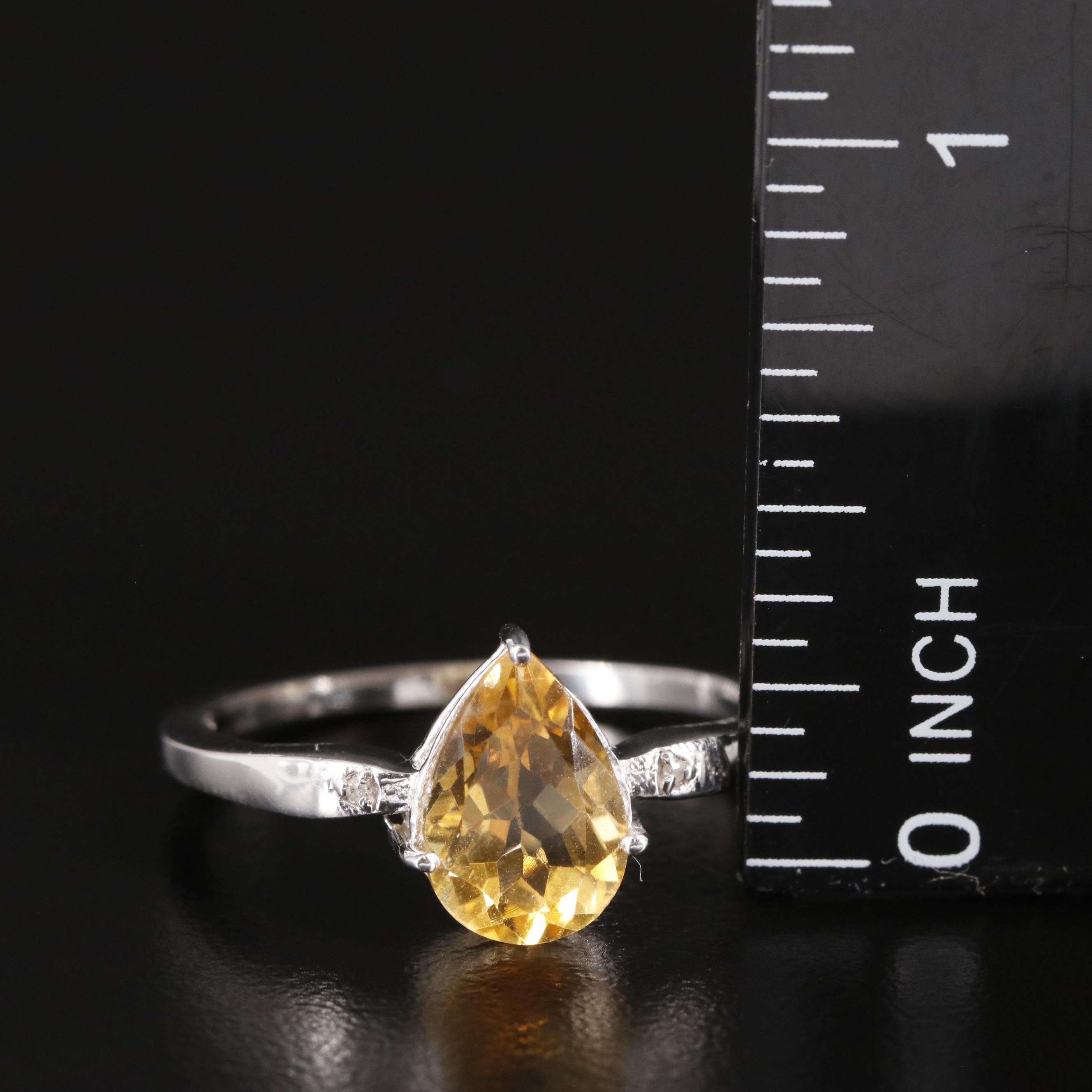 Sterling Citrine and Diamond Ring