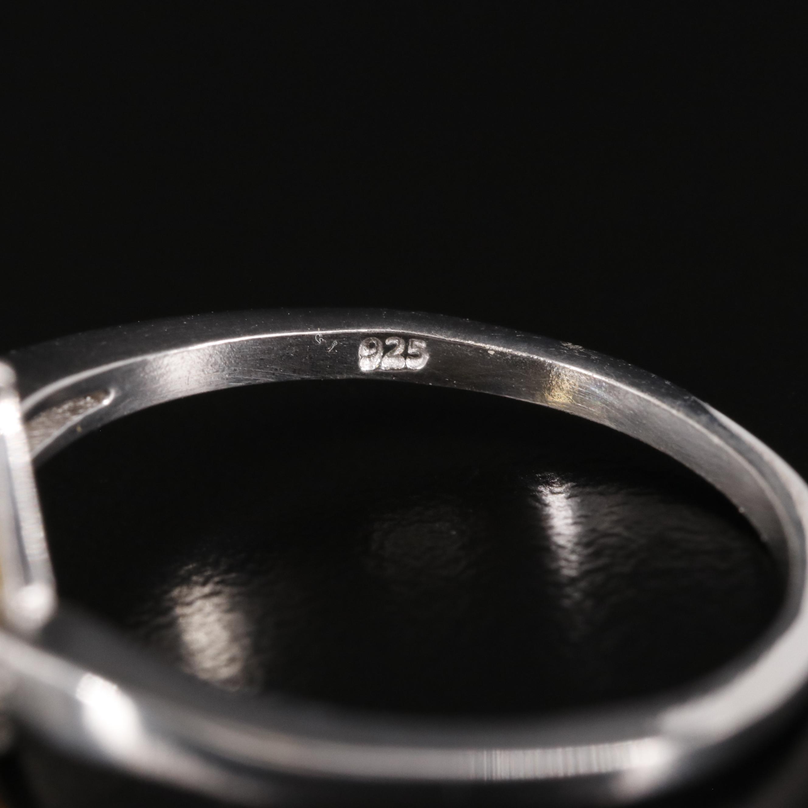 Sterling Citrine and Diamond Ring