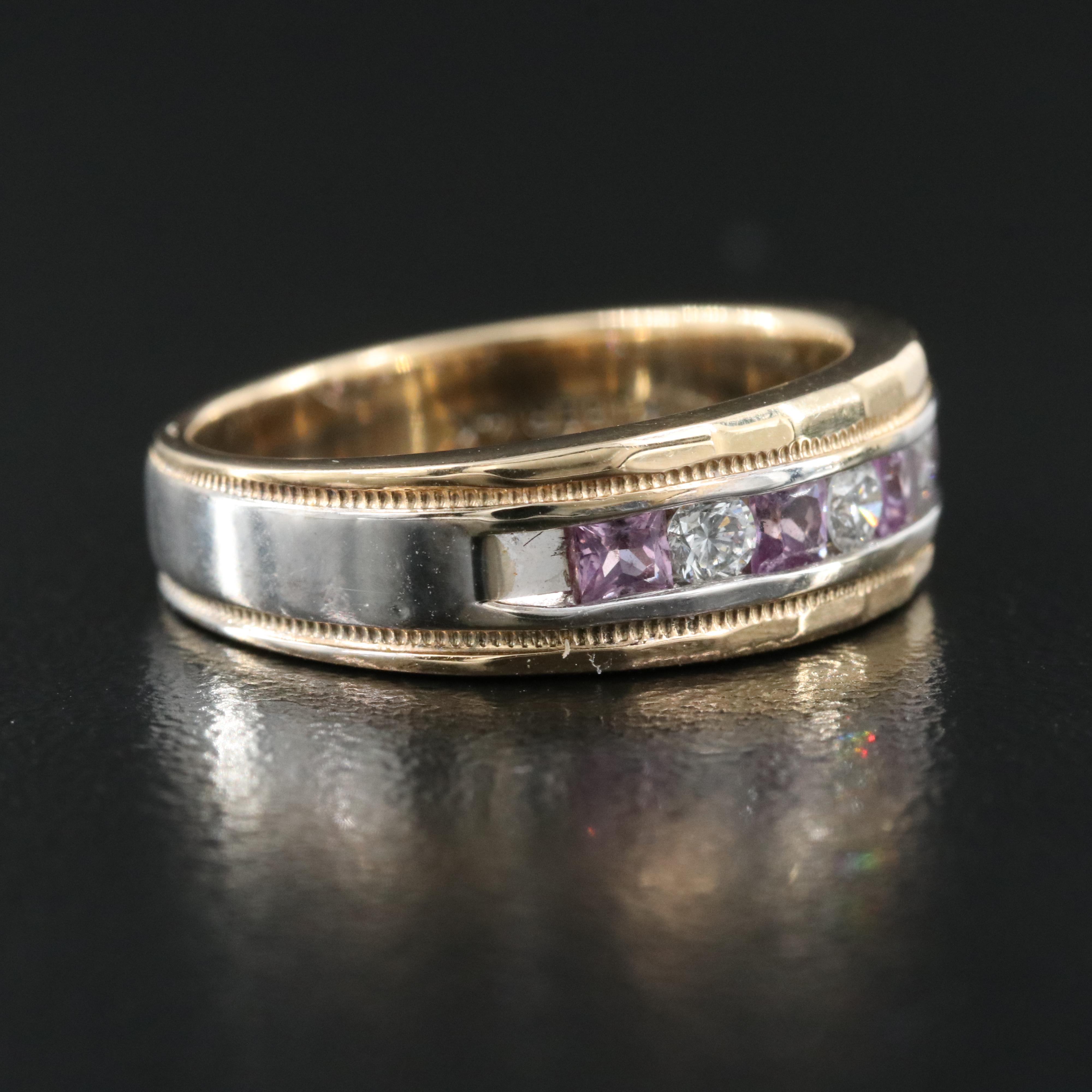 14K Sapphire and Diamond Band