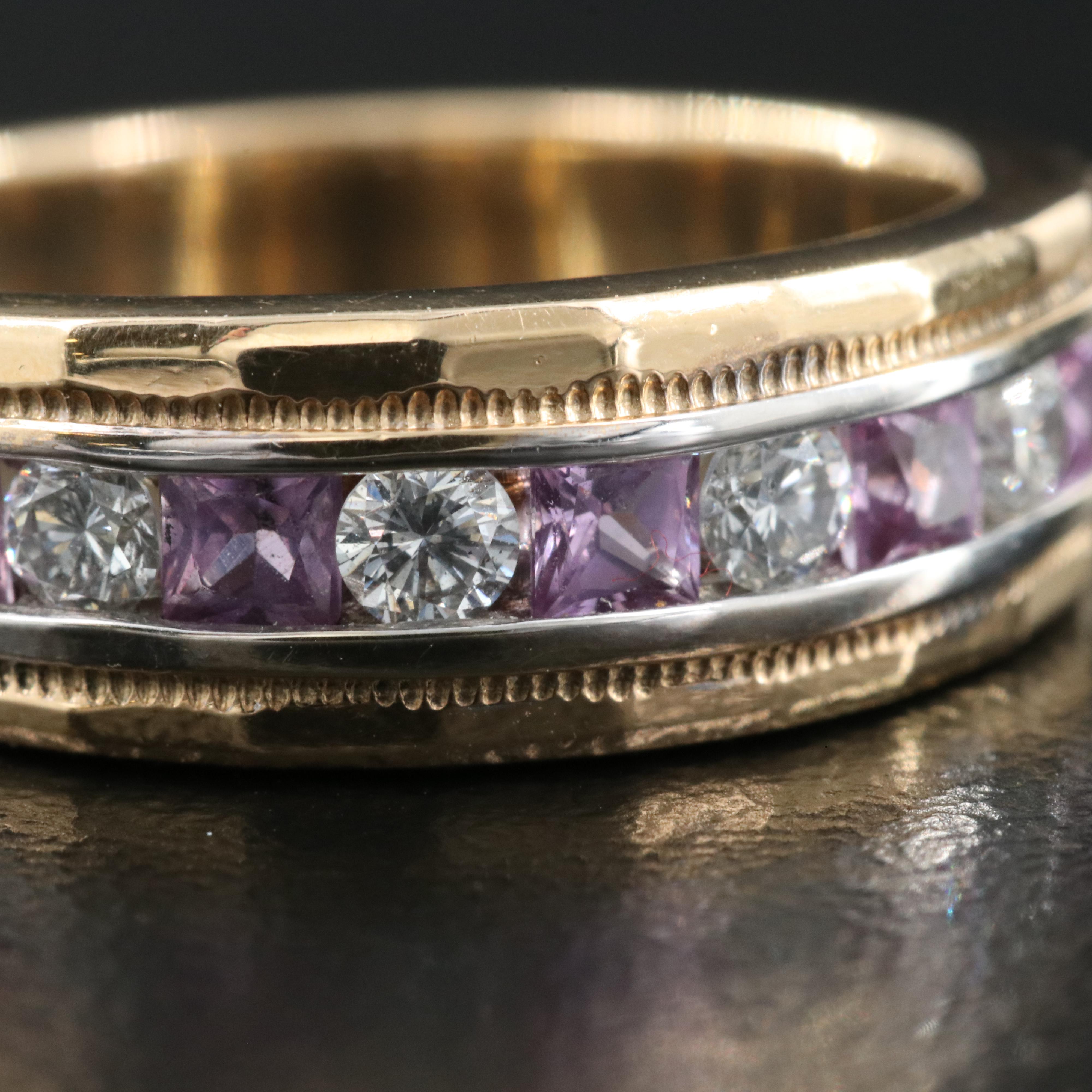 14K Sapphire and Diamond Band