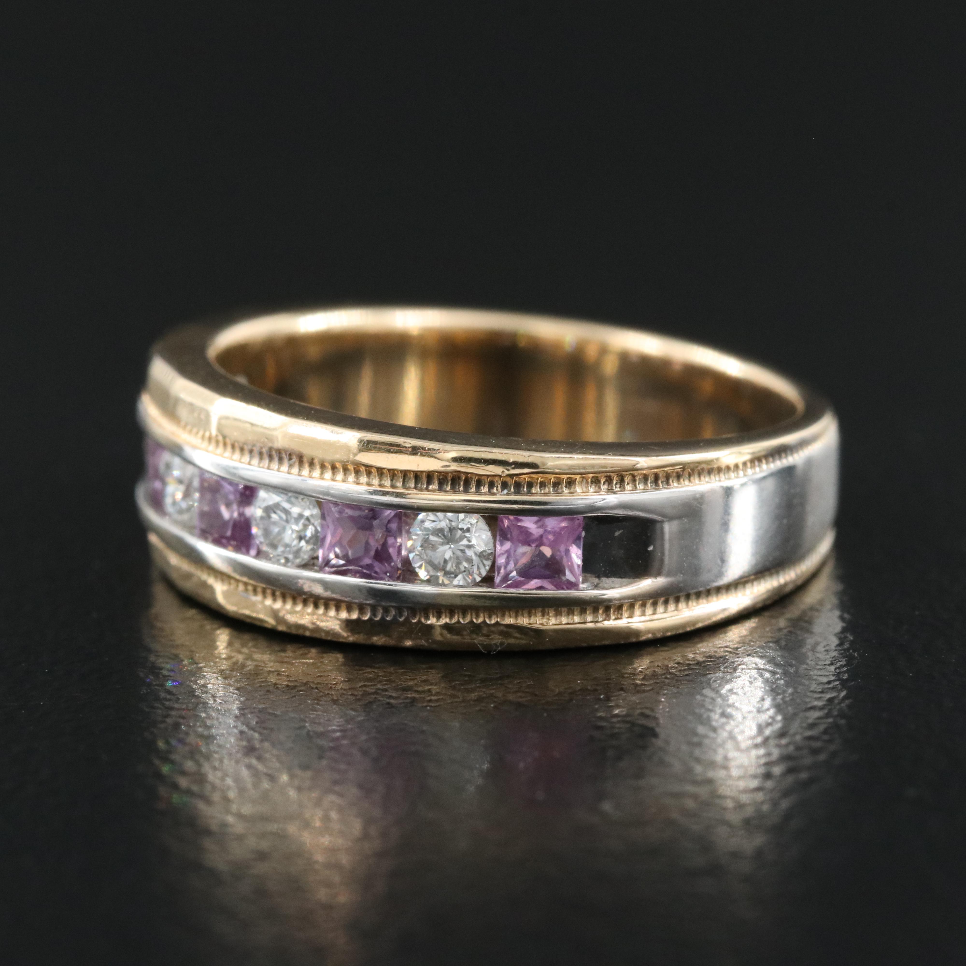 14K Sapphire and Diamond Band