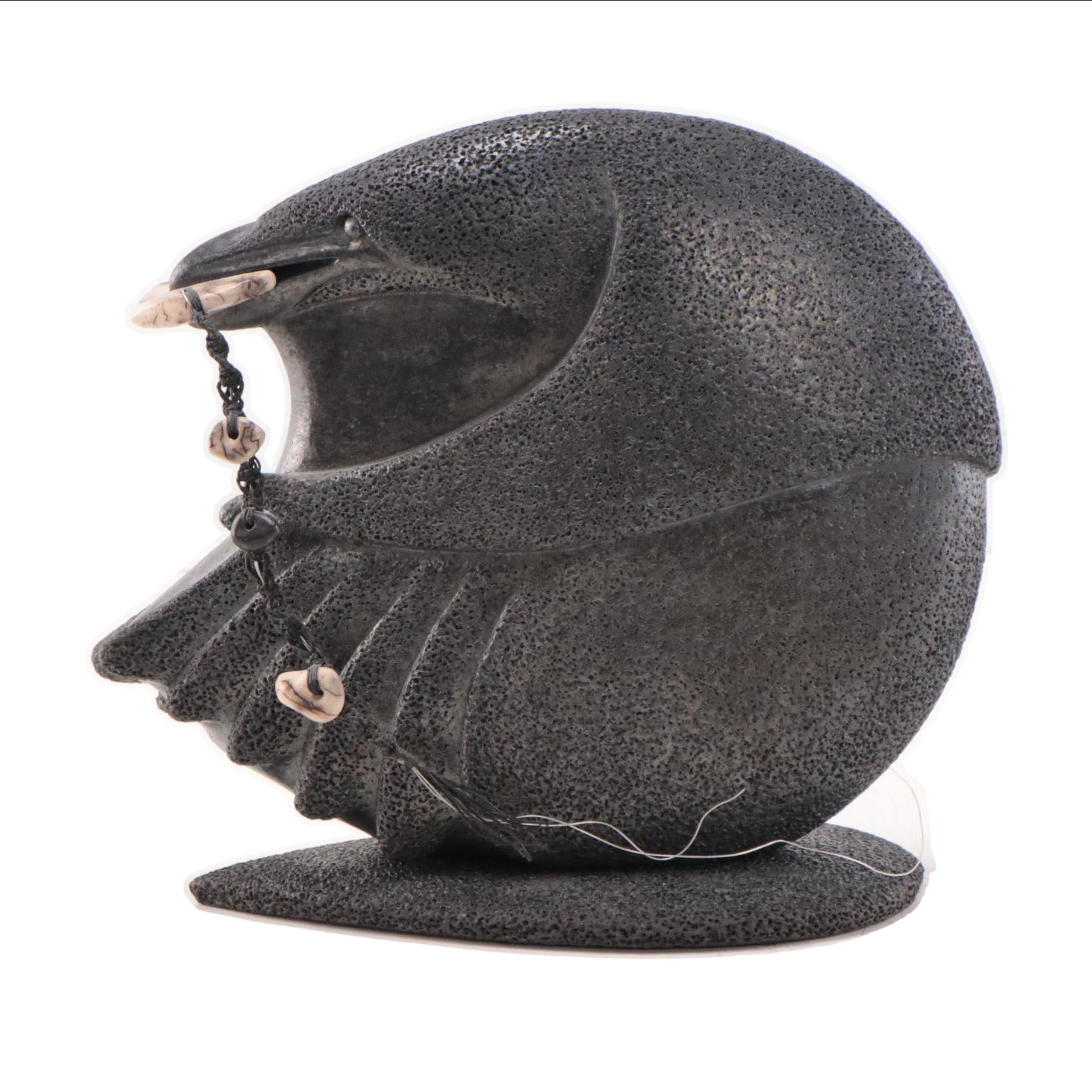 Pat and Ken Larson Raku Fired Raven Sculpture, 2004