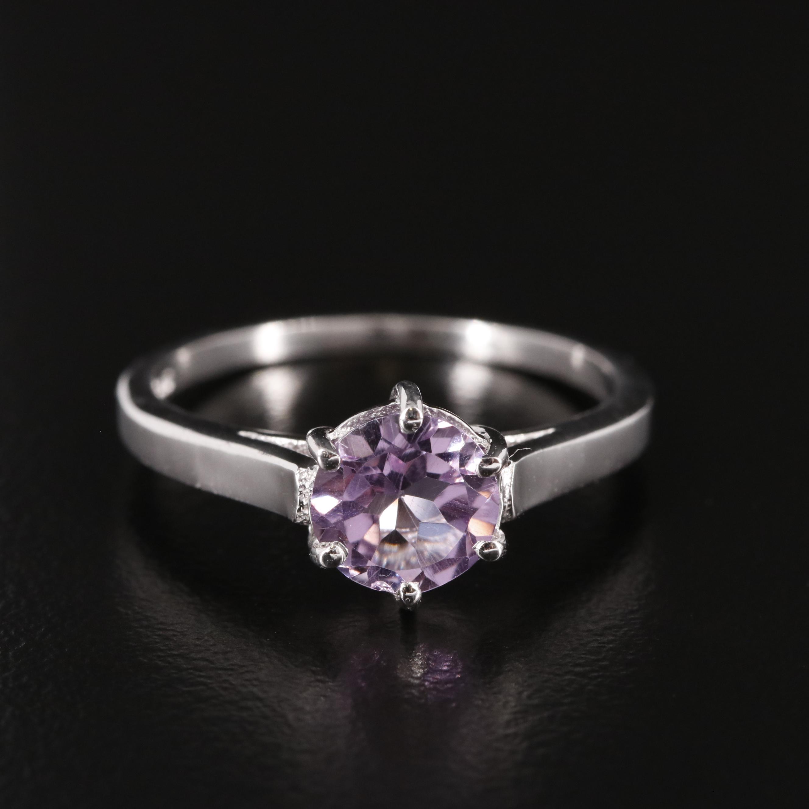 Sterling Amethyst Solitaire Ring