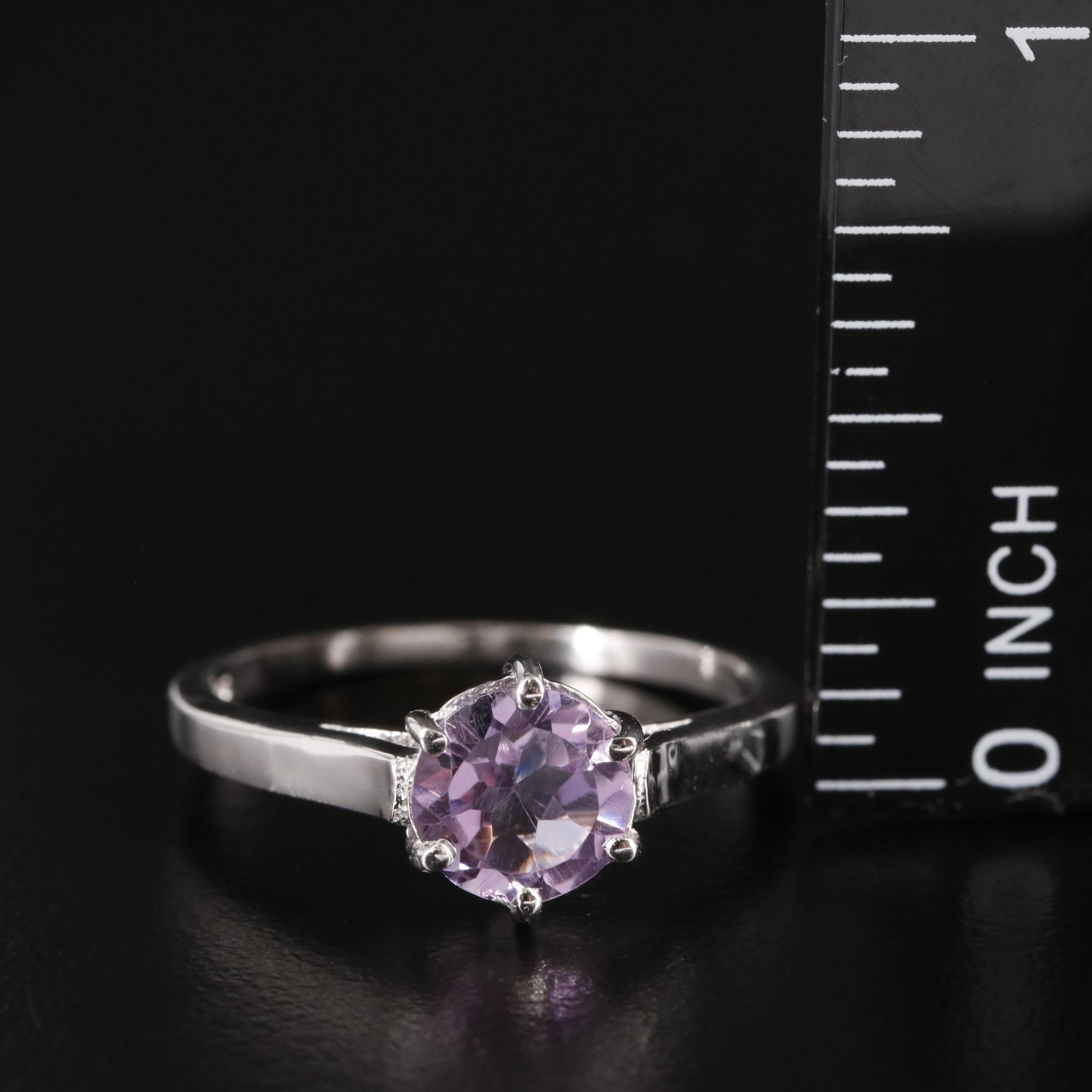 Sterling Amethyst Solitaire Ring