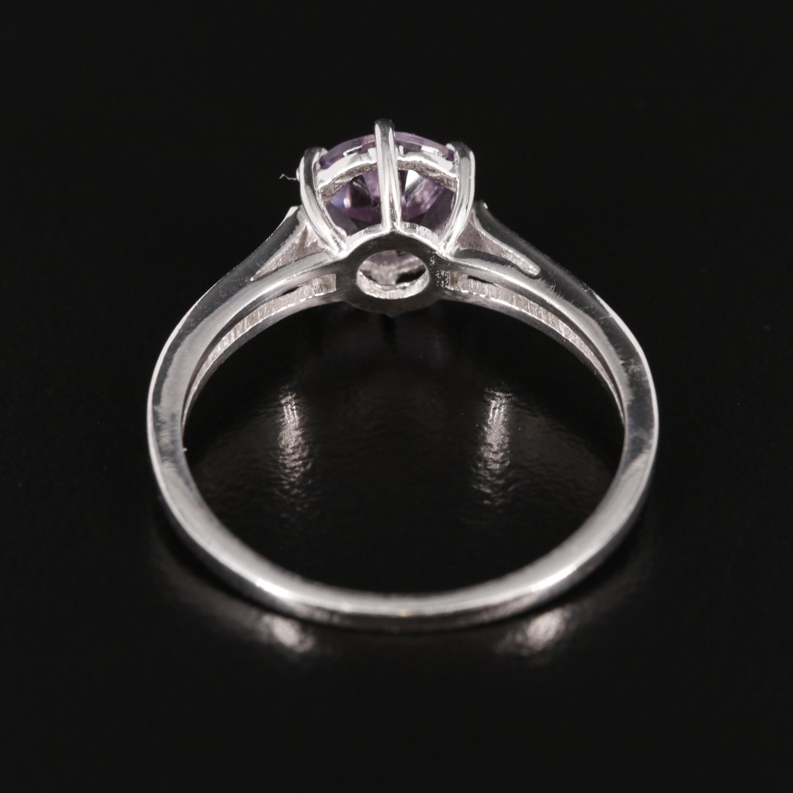 Sterling Amethyst Solitaire Ring