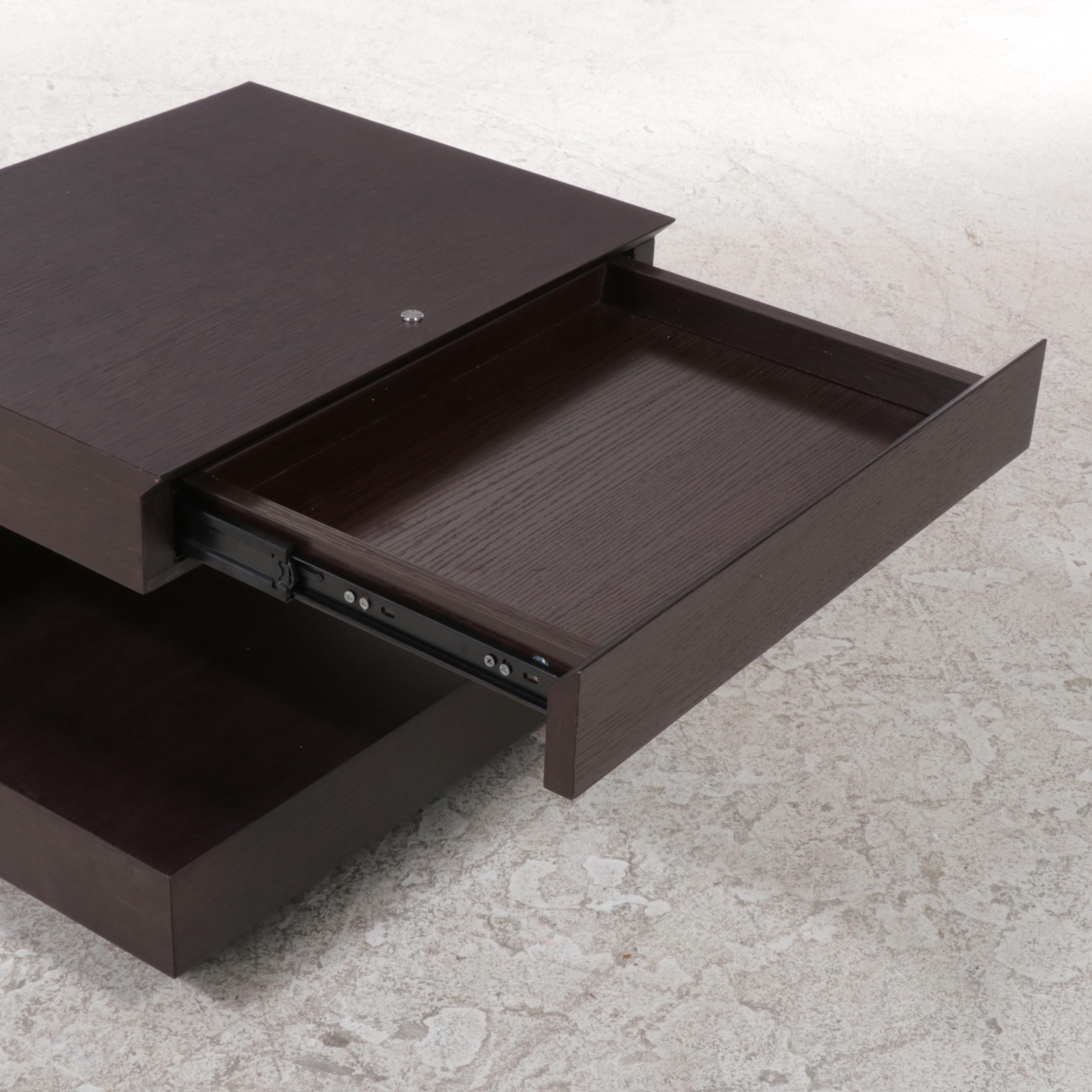 Contemporary Lighted Espresso-Finish End Table