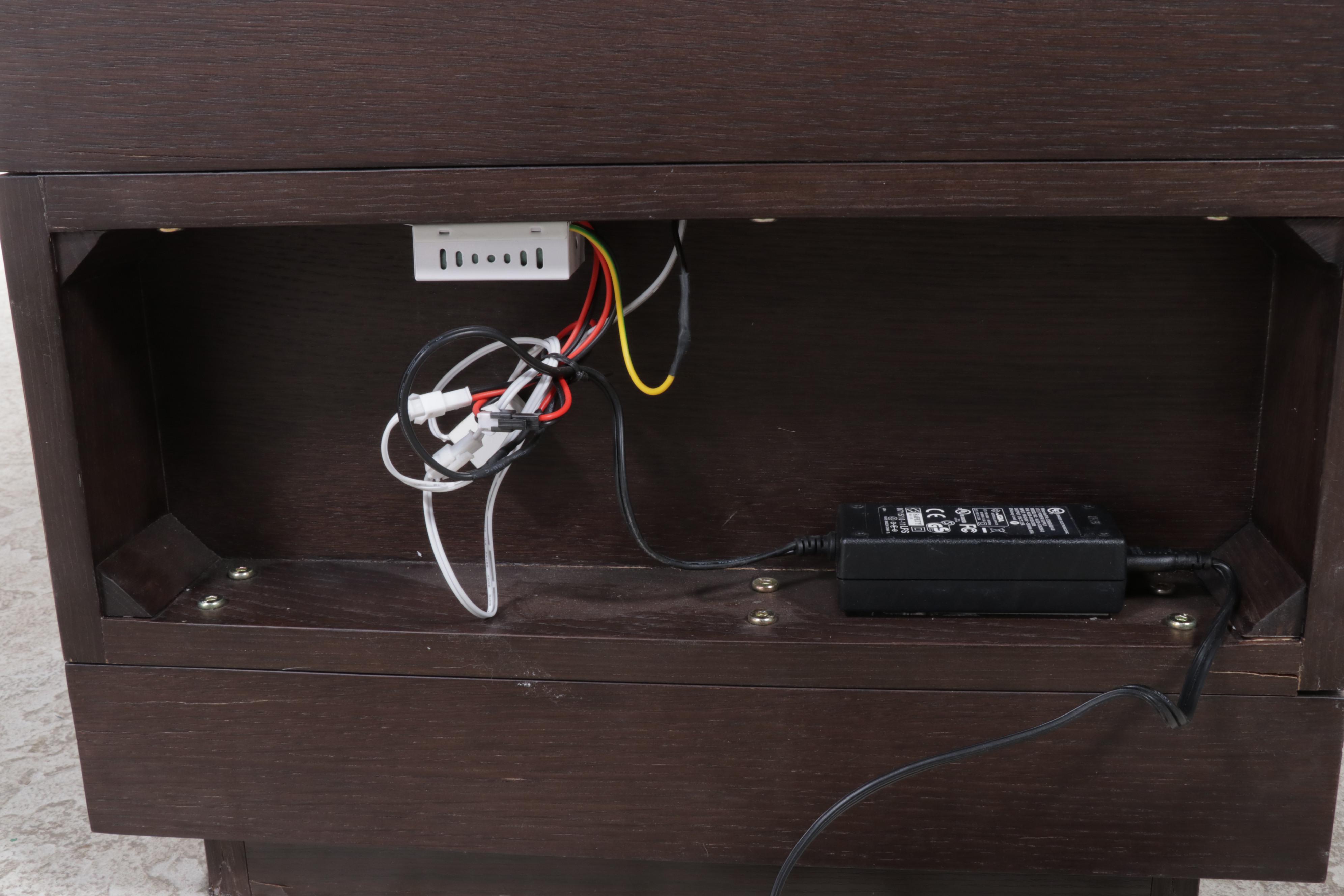 Contemporary Lighted Espresso-Finish End Table