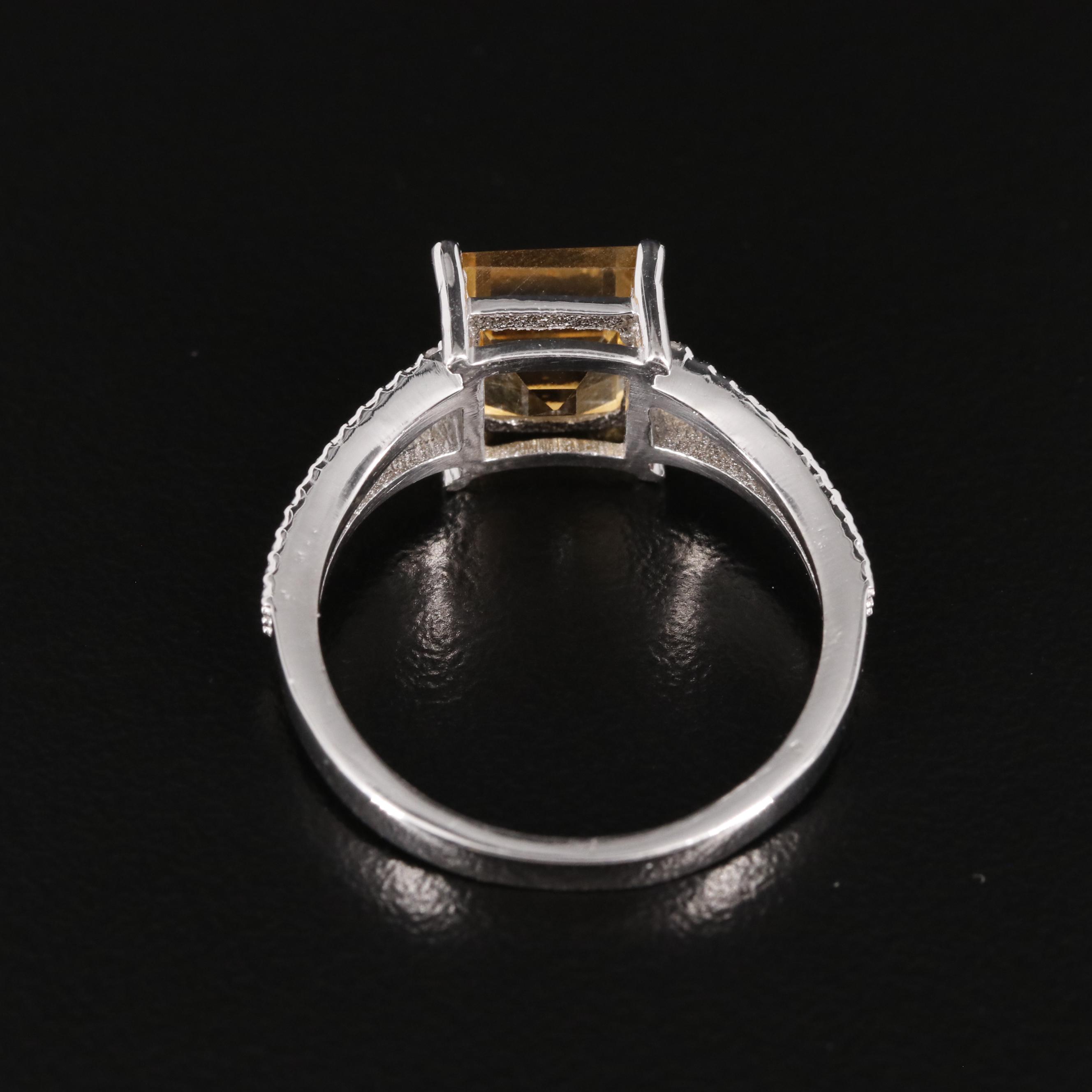 Sterling Citrine and Diamond Ring