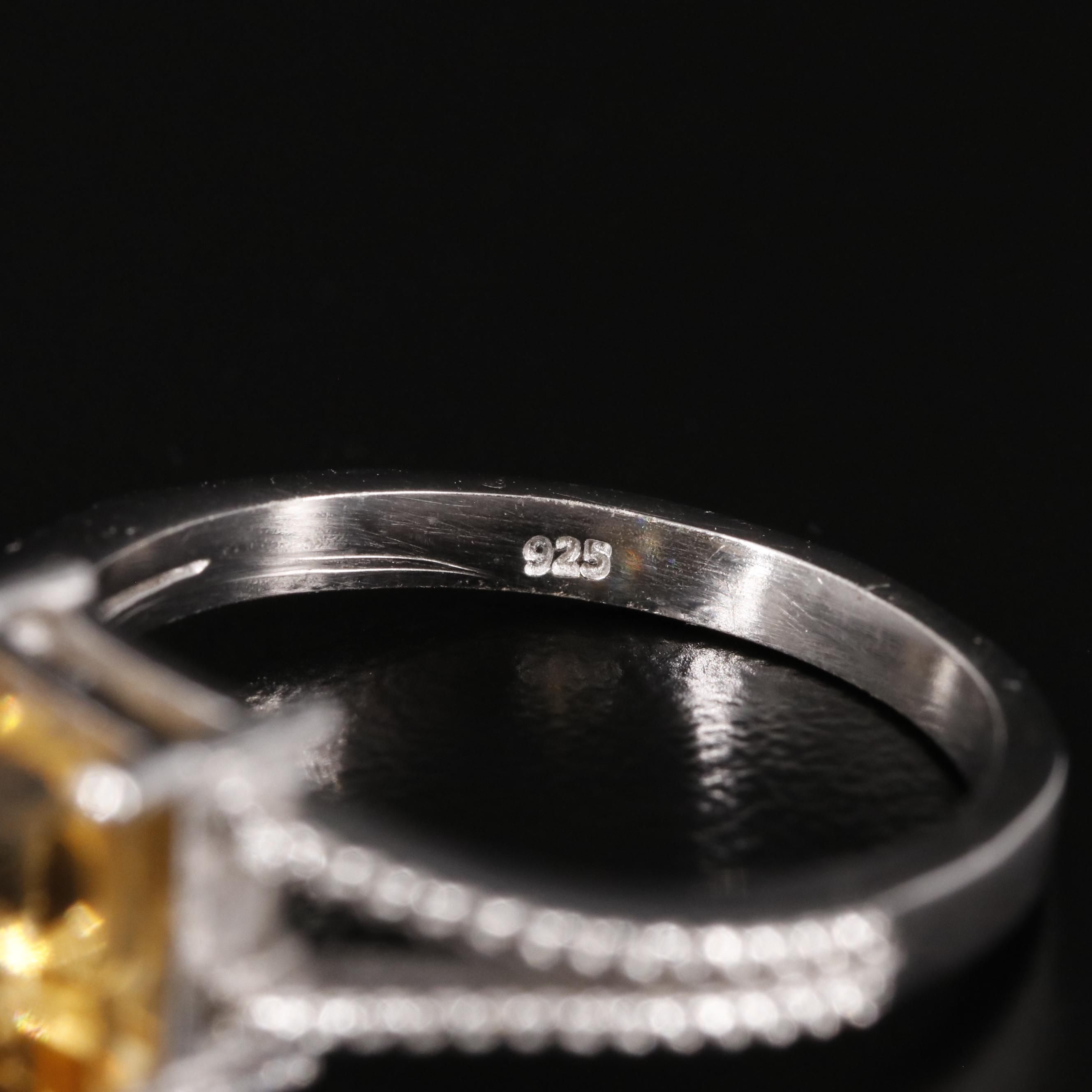 Sterling Citrine and Diamond Ring