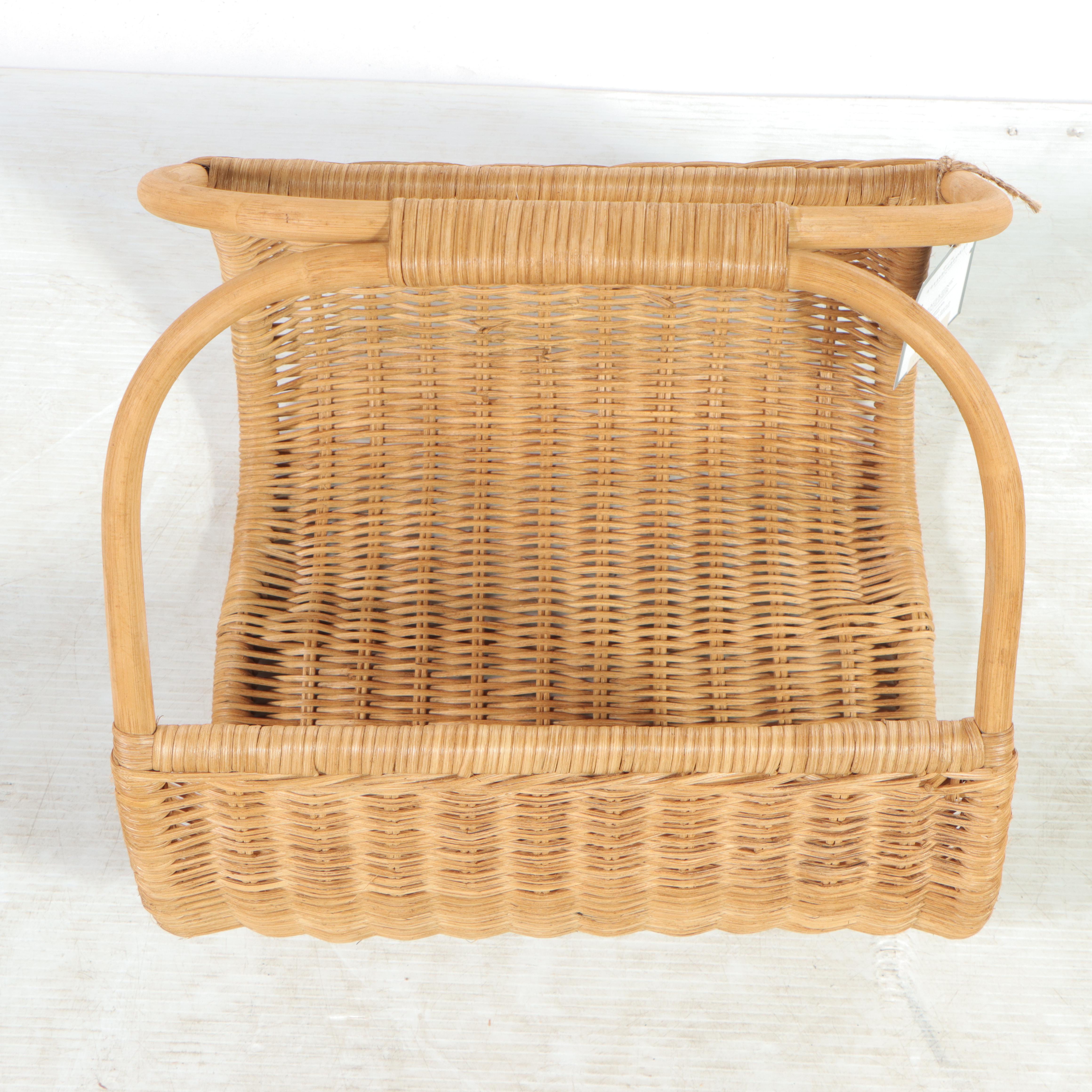 Threshold With Studio McGee Woven Magazine Holder and Potted Faux Grass